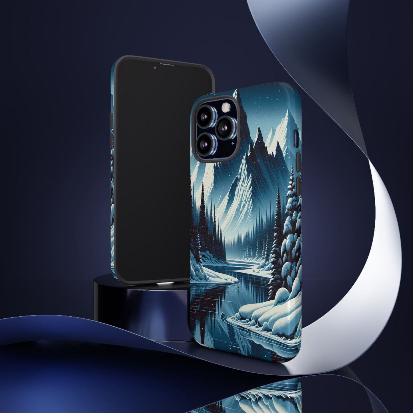 Frozen Peaks and Icy Reflections - Phone Case