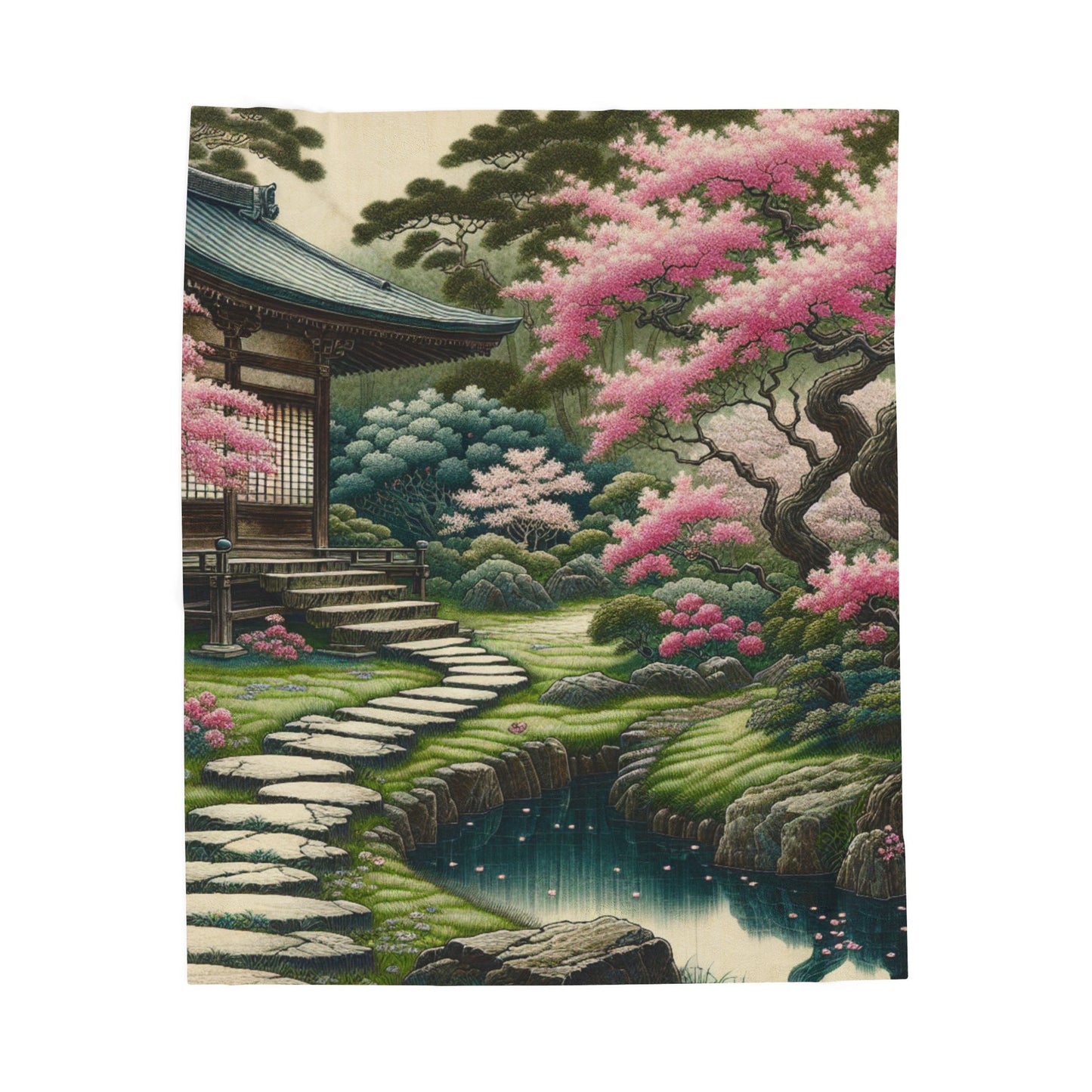 Zen Retreat in the Garden - Plush Blanket