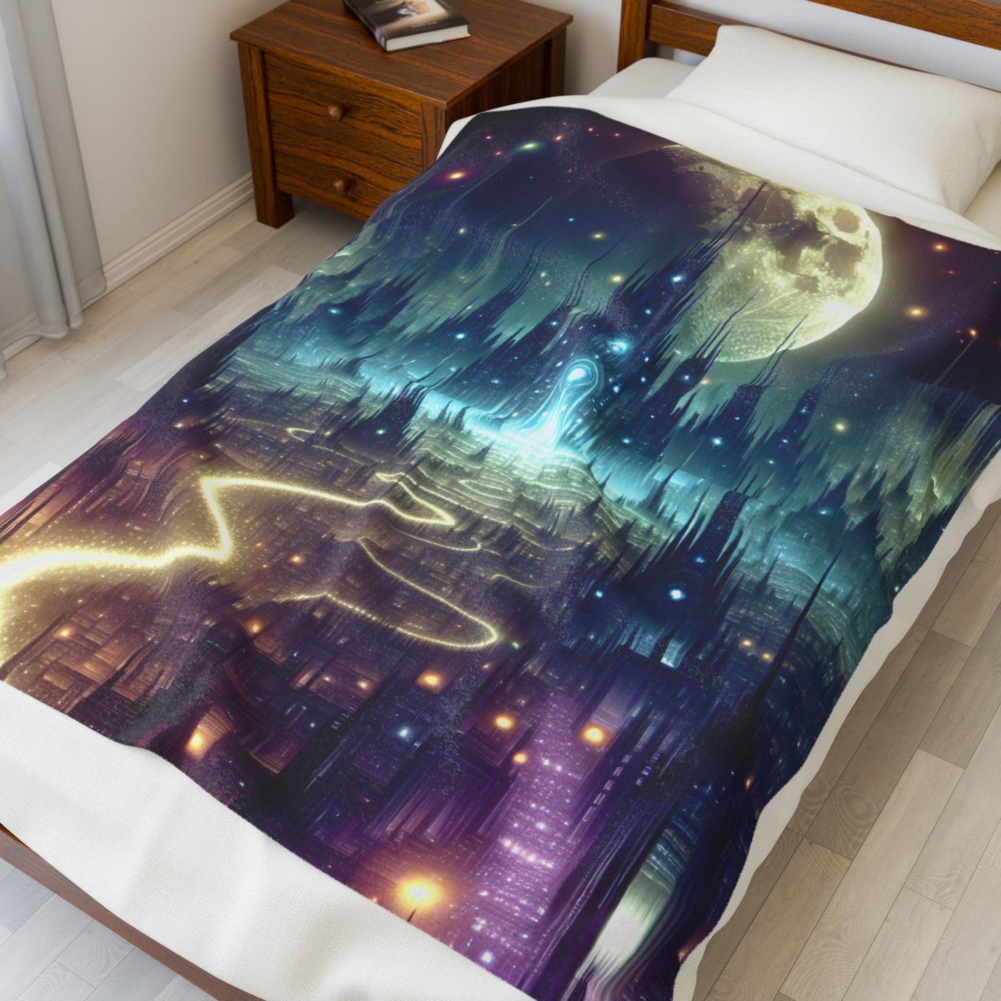 Fantasy Citadel Under the Moon - Plush Blanket