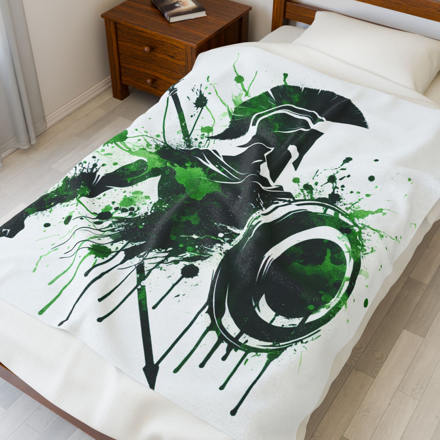 Warrior in Green Splatter - Plush Blanket
