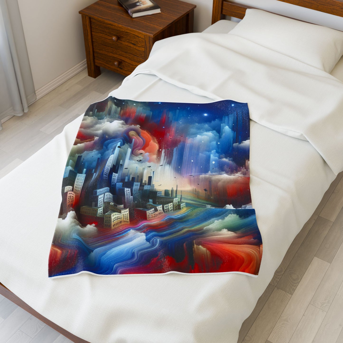 Dreamlike Metropolis Vista - Plush Blanket