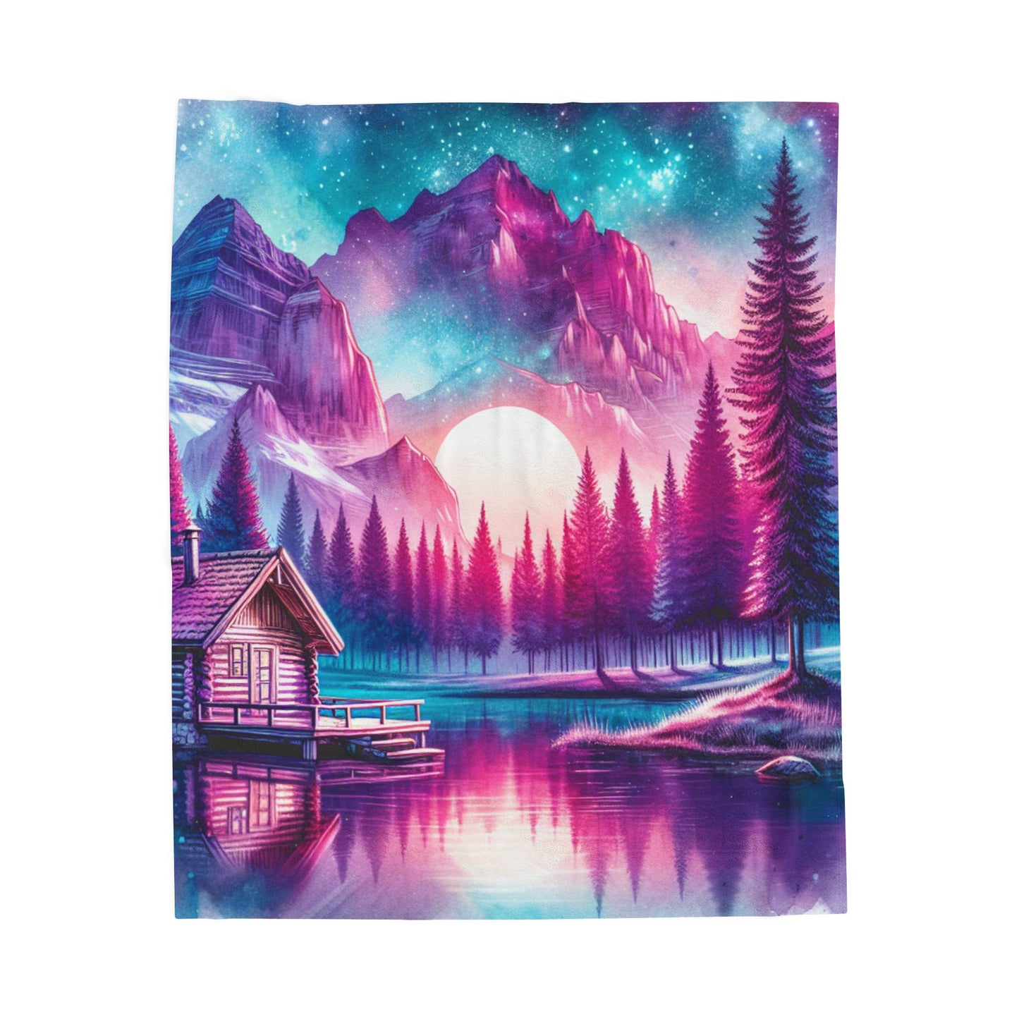 Dreamlike Mountain Retreat - Plush Blanket