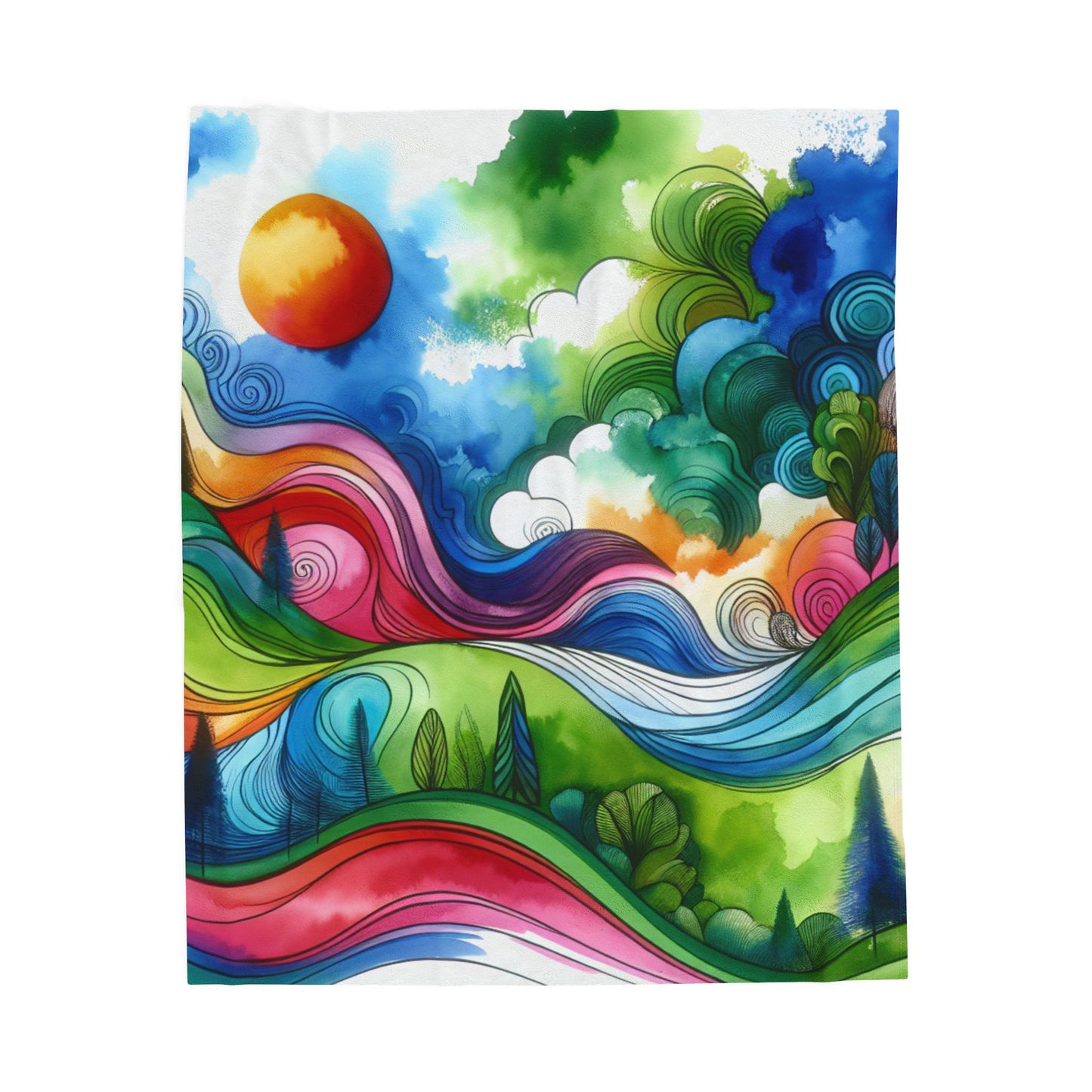 Flowing Hills and Vibrations - Plush Blanket