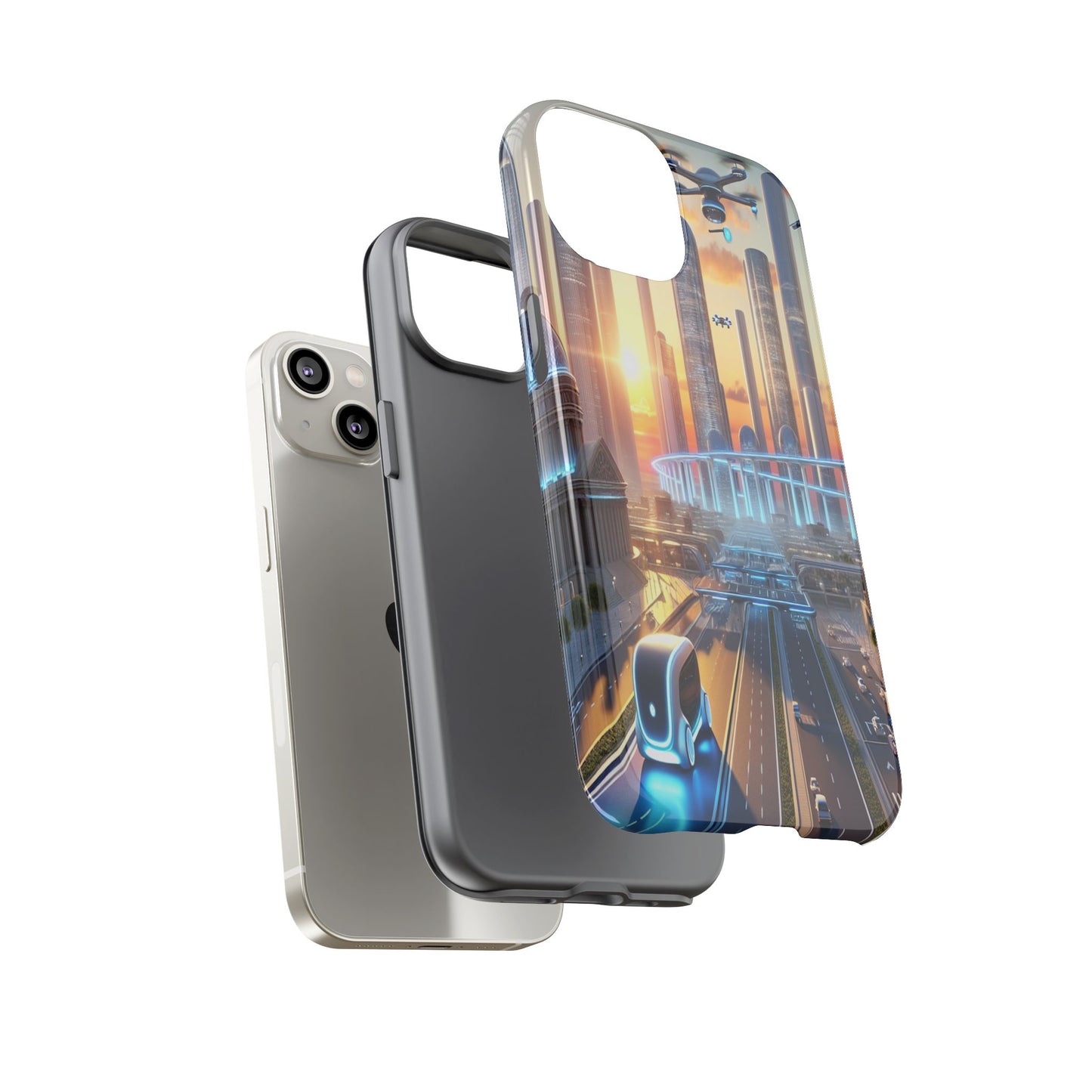 Futuristic Cityscape Unveiled - Phone Case