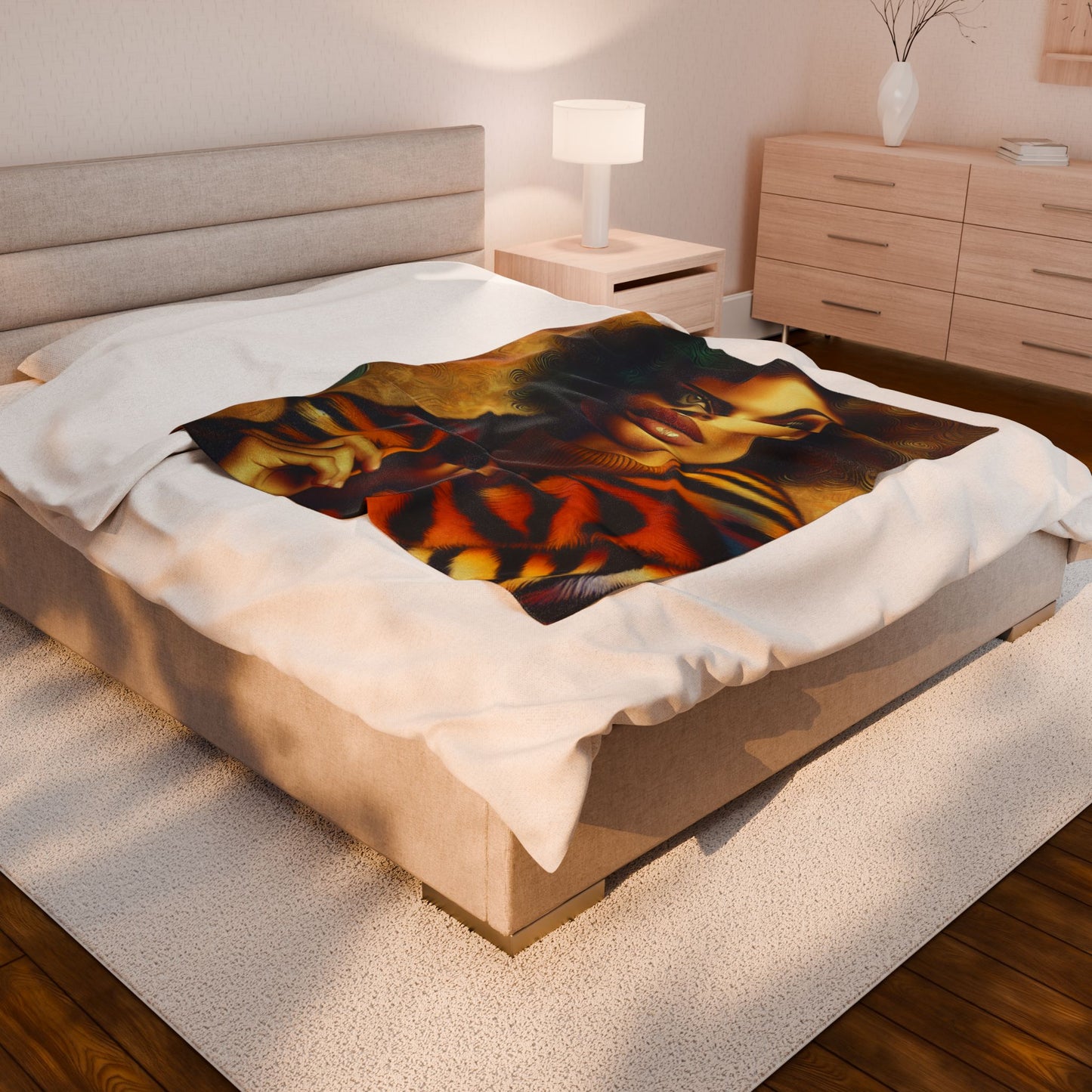Feline Melanin Allure - Plush Blanket