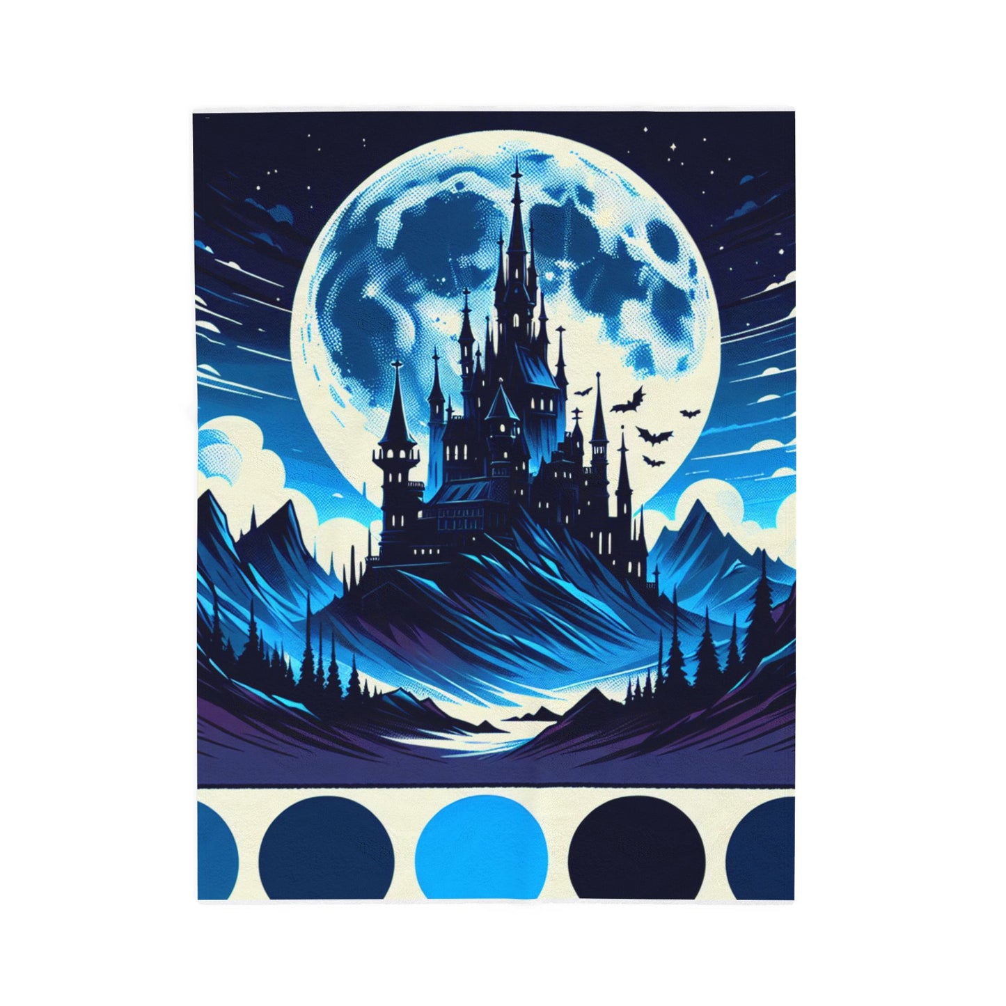 Moonlit Castle in the Mountains - Plush Blanket