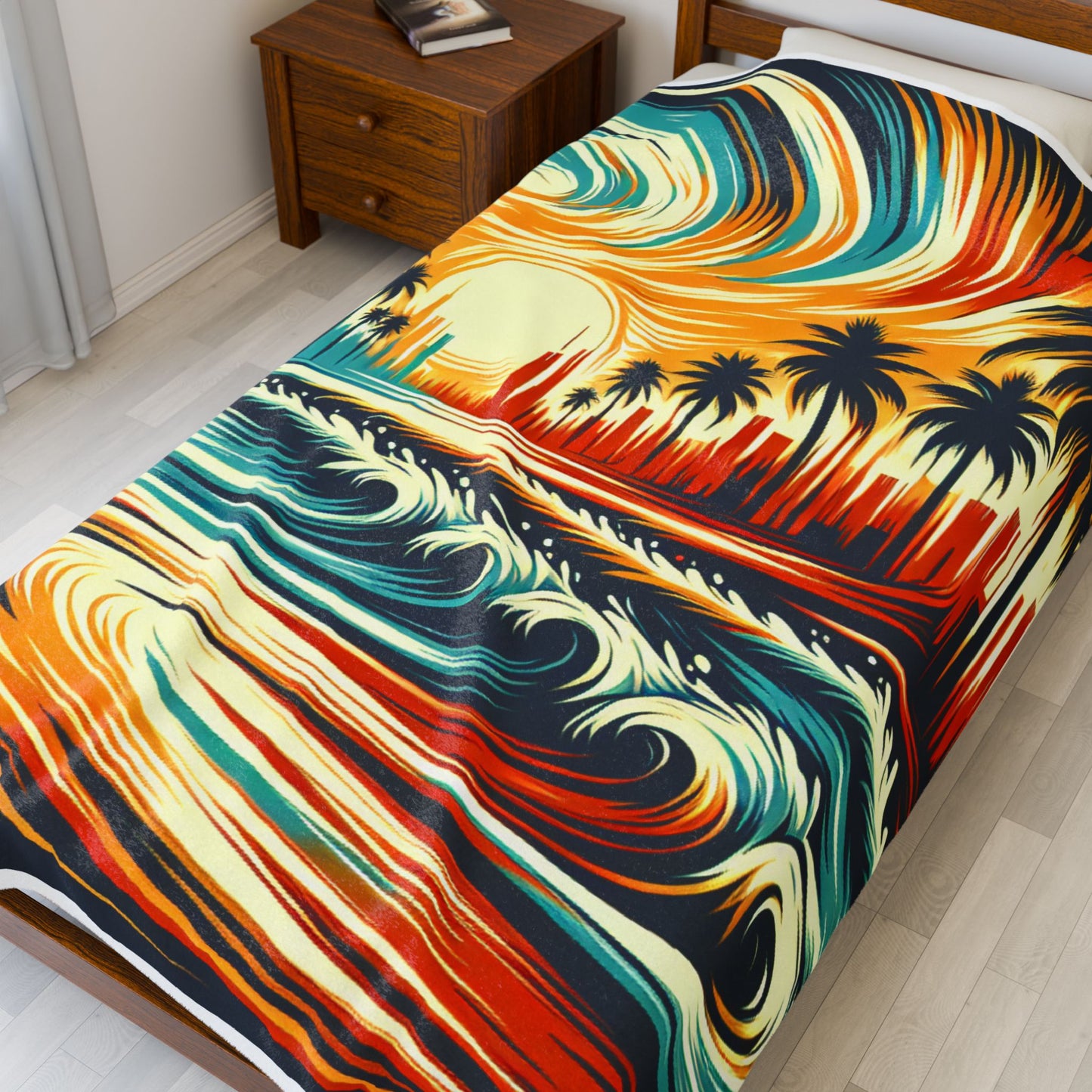 Palm Wave Illusion - Plush Blanket