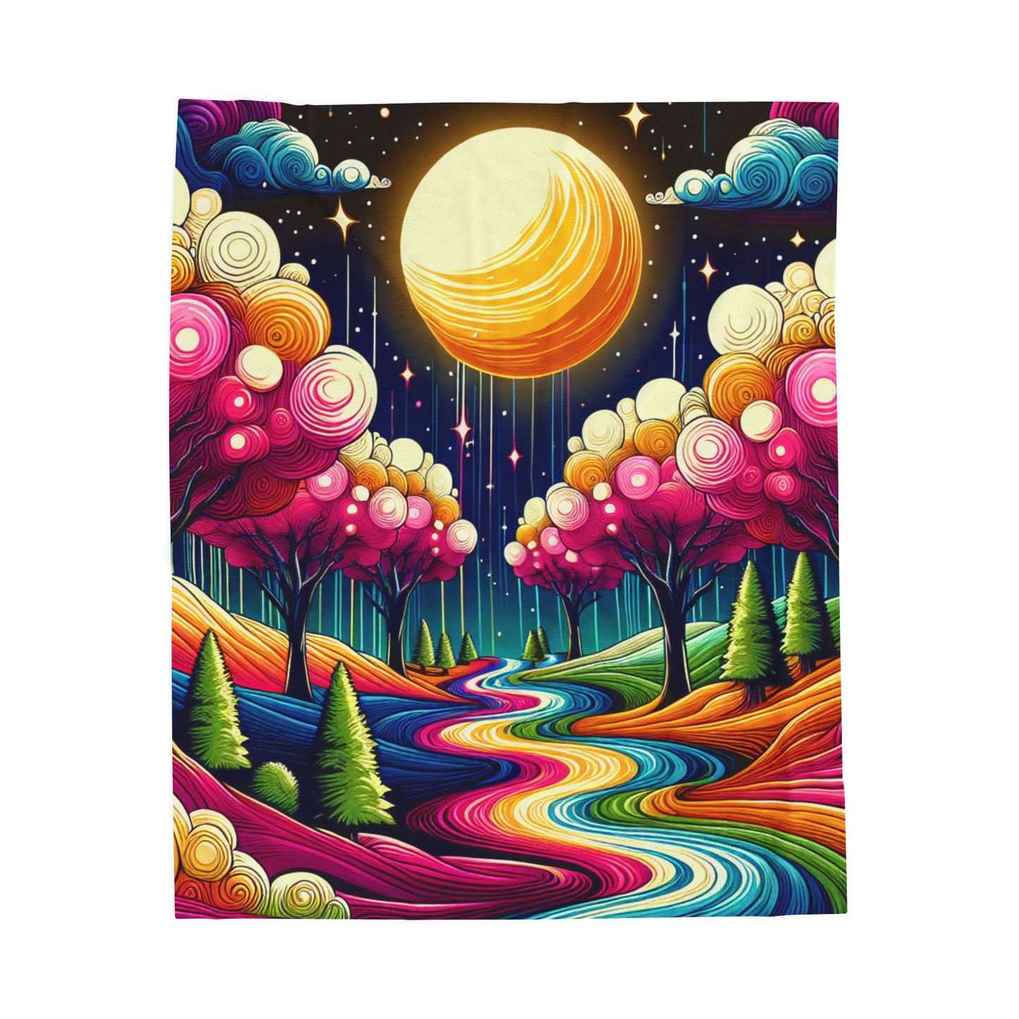 Moonlit Fantasy Forest - Plush Blanket