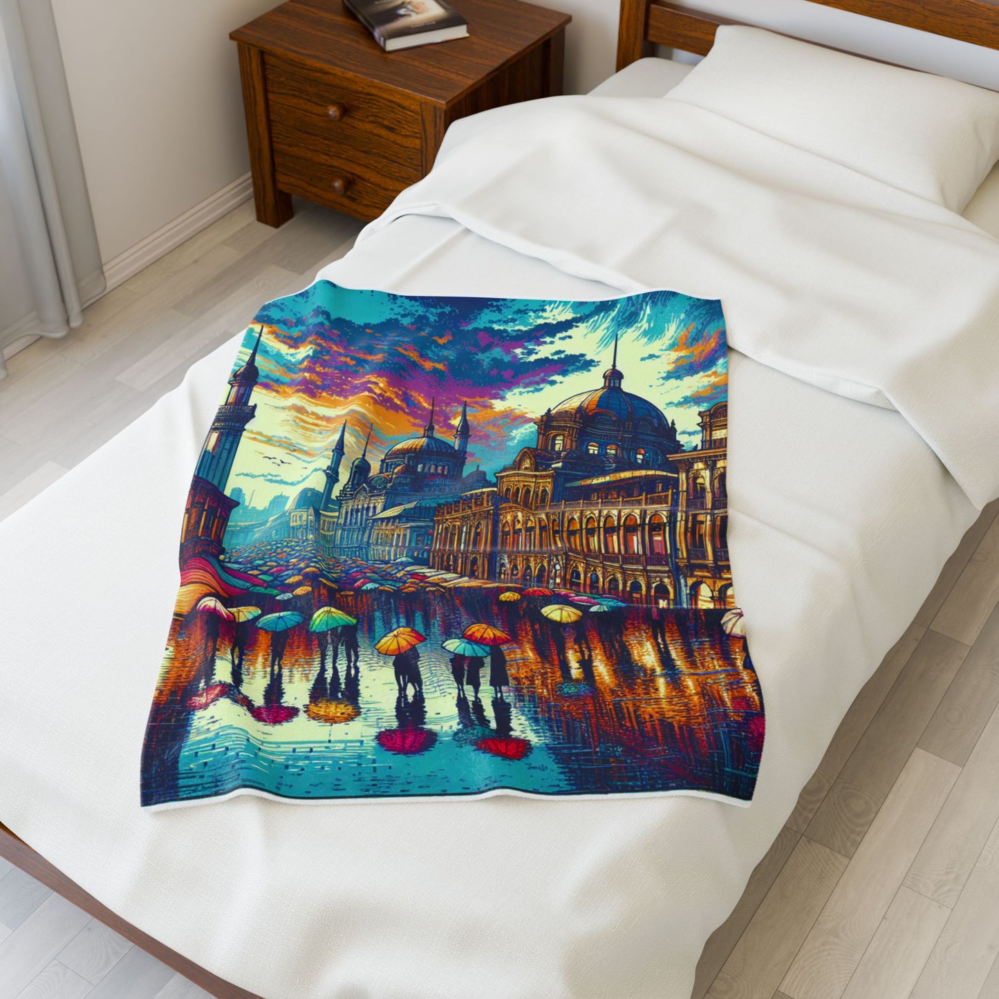 Bustling Rainy Parade - Plush Blanket