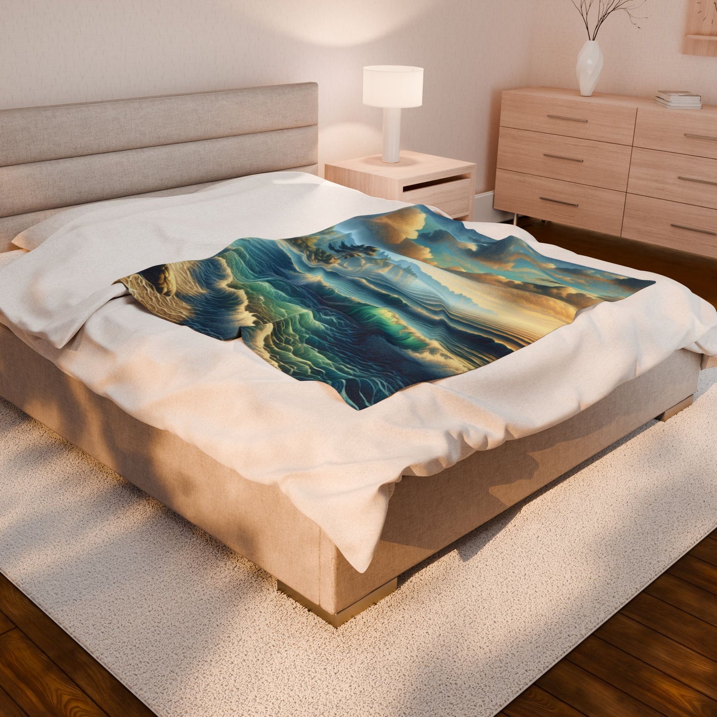 Seascape Whispers at Dawn- Plush Blanket