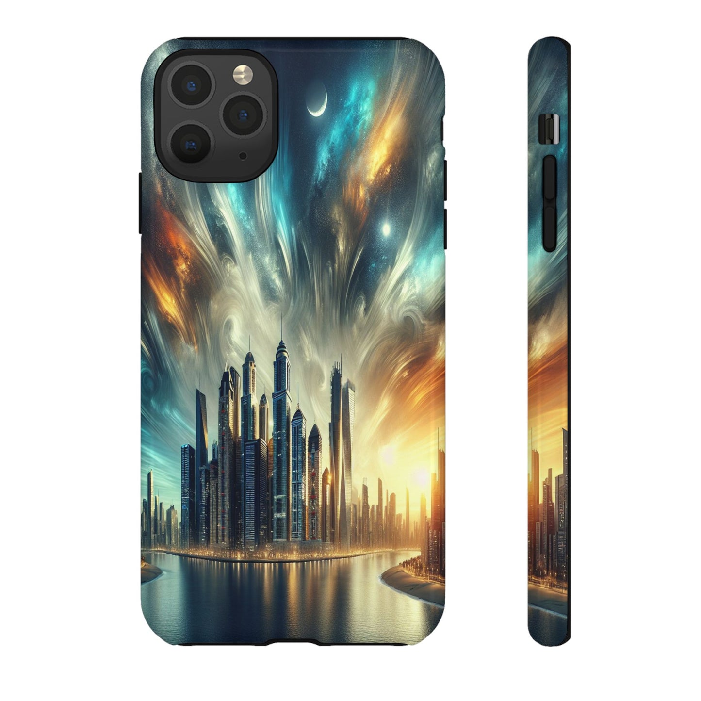 Cityscape under Celestial Tapestry - Phone Case
