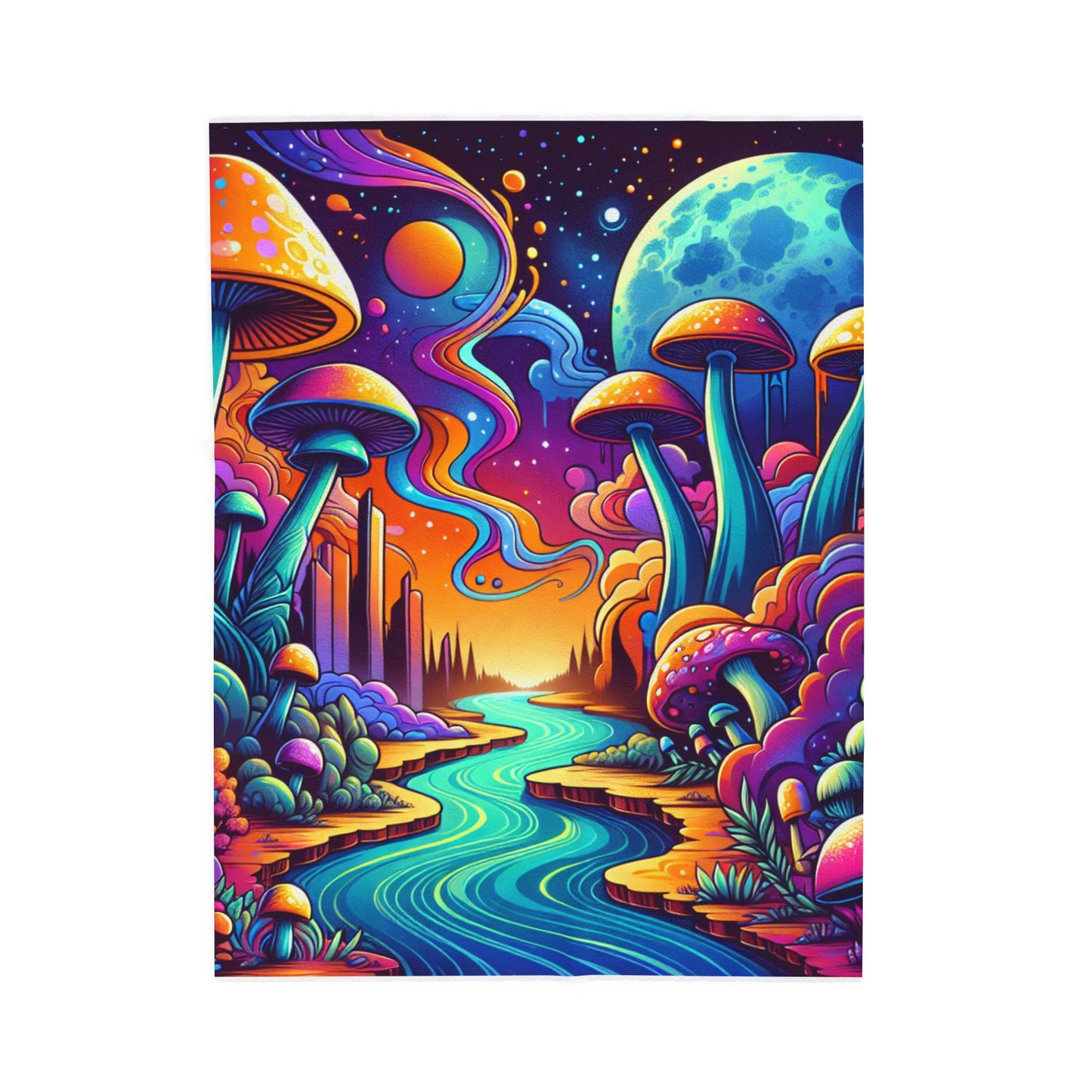Mystic Fungi Realm - Plush Blanket