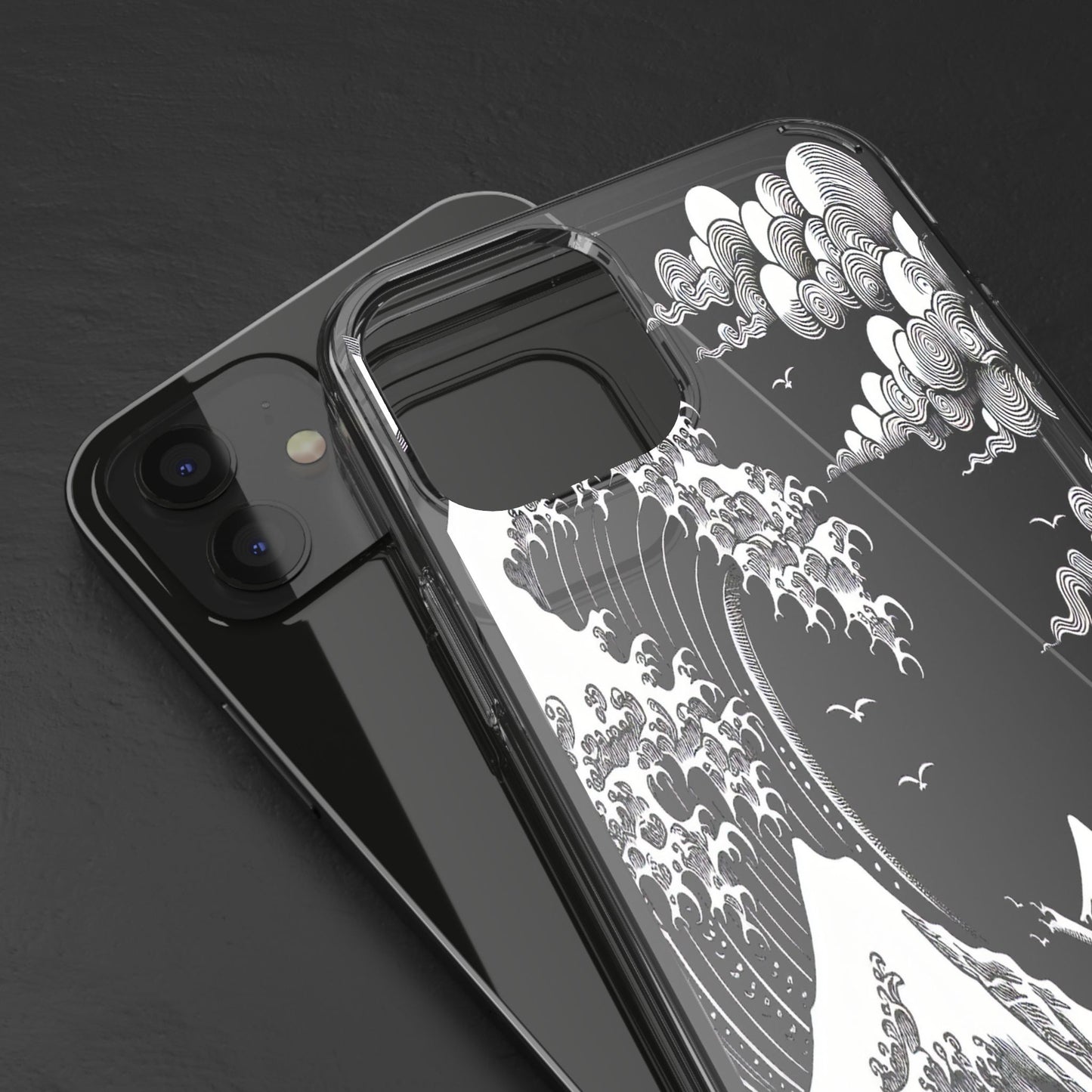 Transparent Waves and Mountains Iphone Case Compatible With Iphone 16 15 14 - Clear Phone Cover