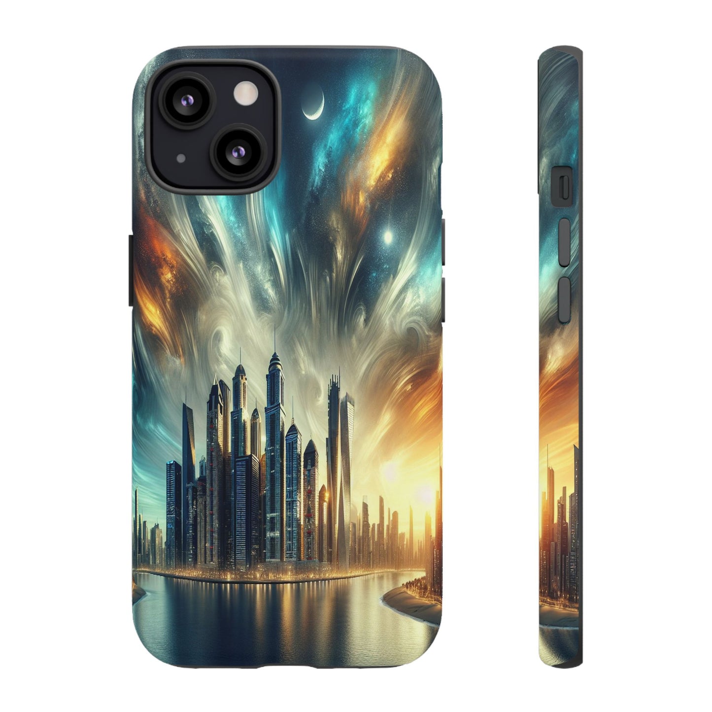 Cityscape under Celestial Tapestry - Phone Case