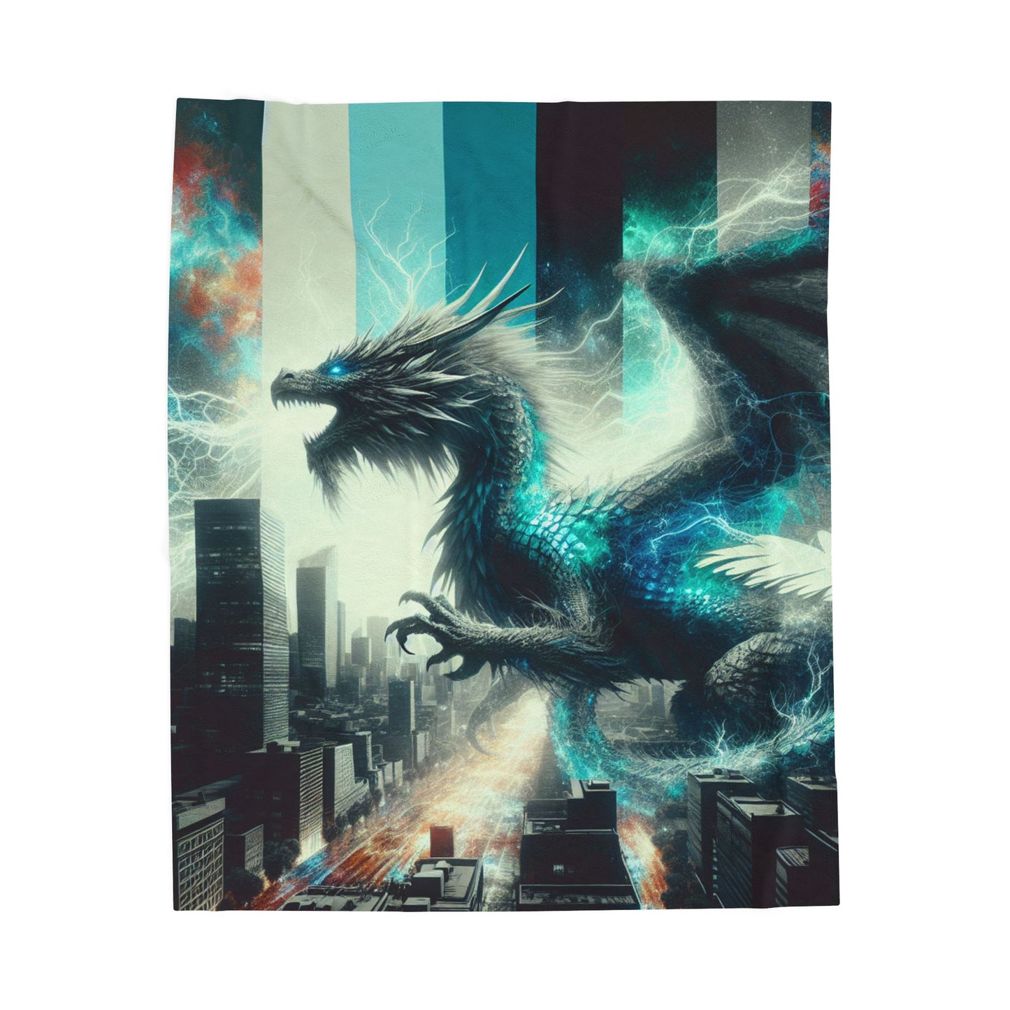 Electric Dragon Fury Unleashed - Plush Blanket