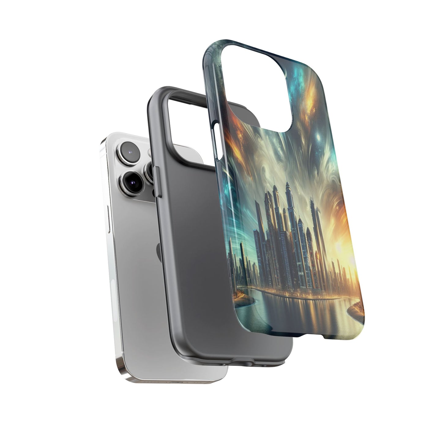 Cityscape under Celestial Tapestry - Phone Case