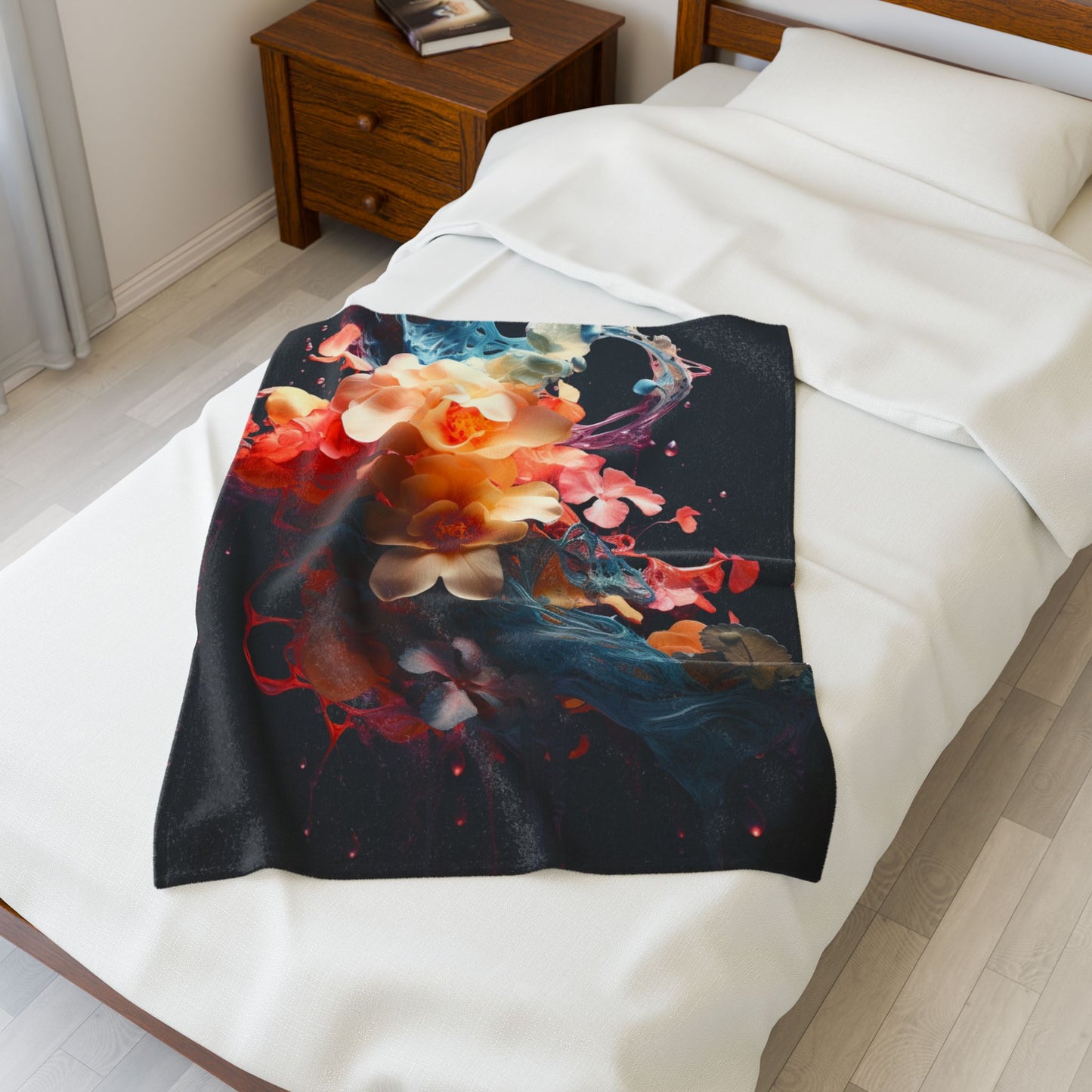 Floral Symphony in Paint- Plush Blanket
