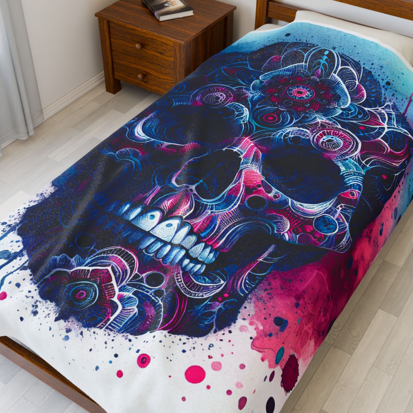 Mystic Mosaic Skull Creation - Plush Blanket