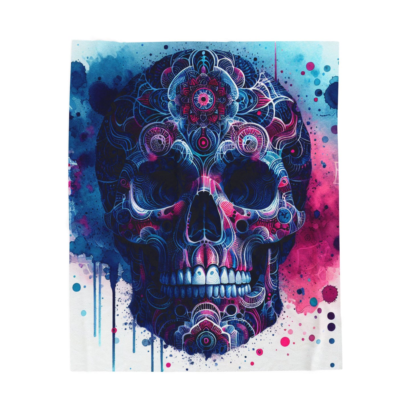 Mystic Mosaic Skull Creation - Plush Blanket