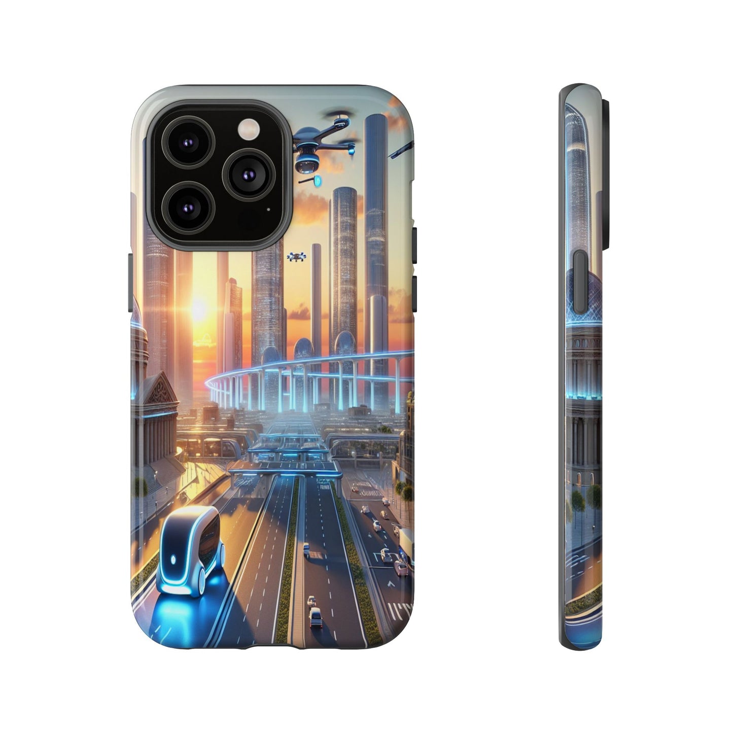 Futuristic Cityscape Unveiled - Phone Case