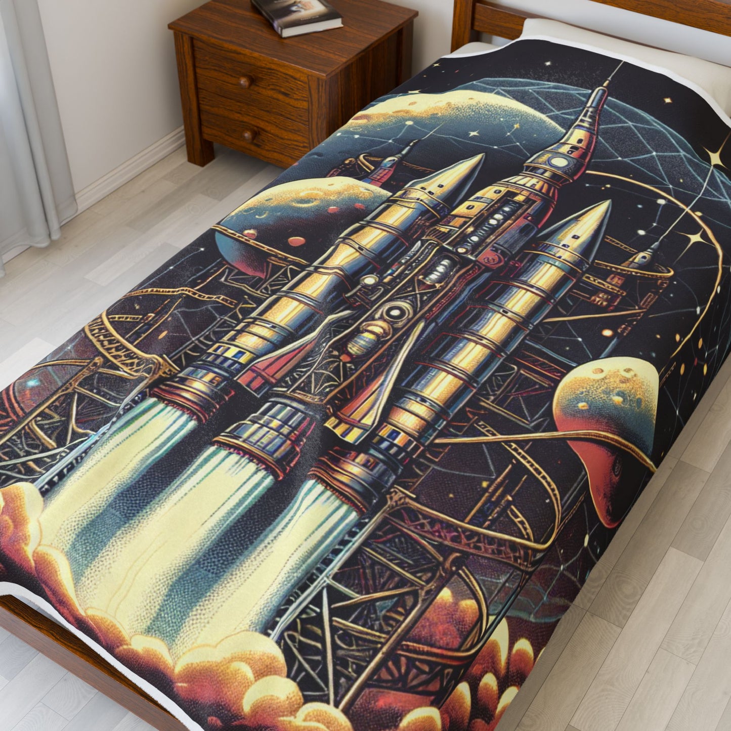 Rocket Voyage to the Stars - Plush Blanket