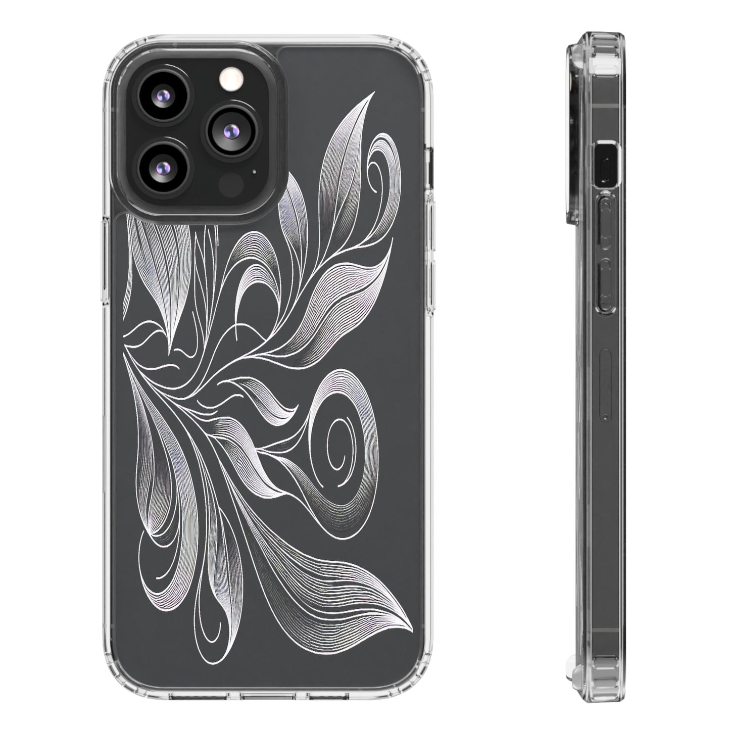 Transparent Nature's Embrace in Linework Iphone Case Compatible With Iphone 16 15 14 - Clear Phone Cover