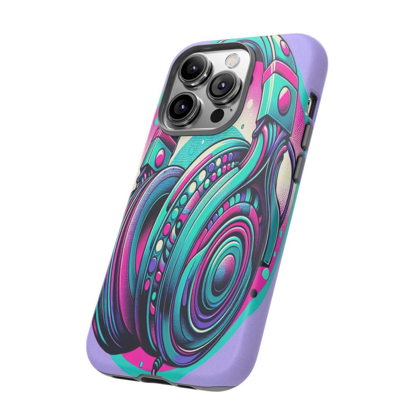 Custom ProtectiveHeadphone Vibes in Electric ColorsIphone Case Compatible With Iphone 16 15 14 - Phone Cover