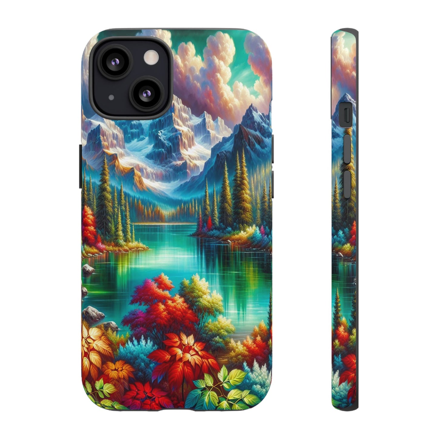 Colorful Mountain Lake Scene - Phone Case
