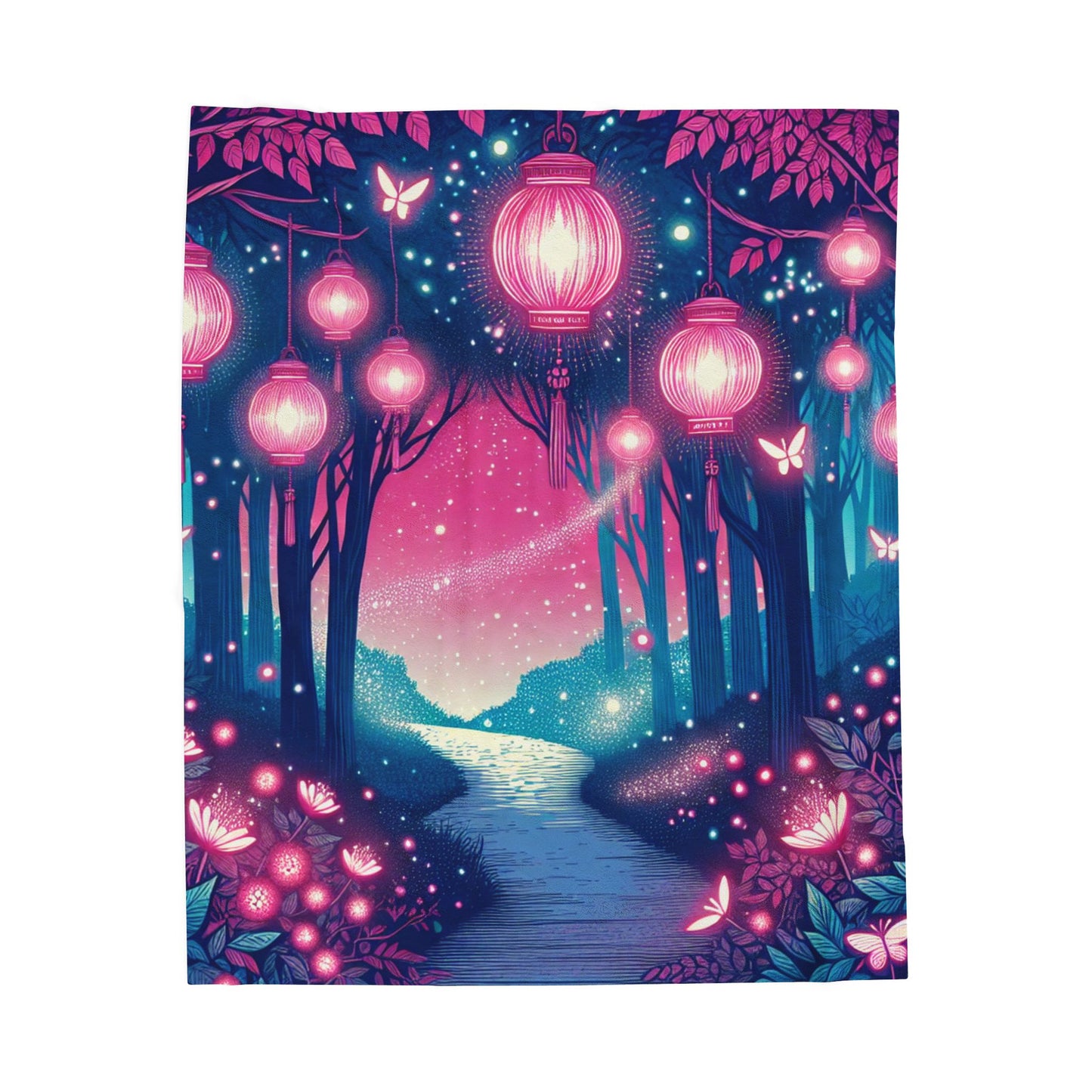 Lanterns Among the Trees - Plush Blanket