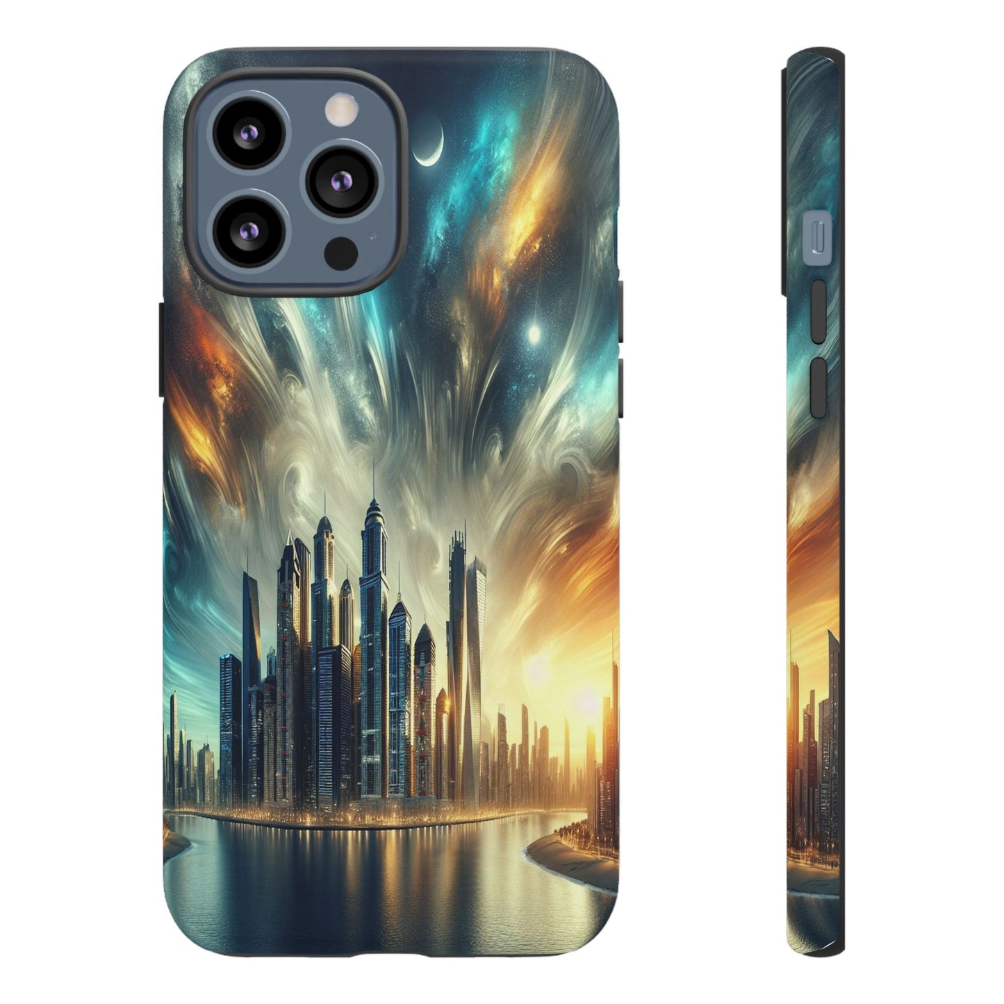 Cityscape under Celestial Tapestry - Phone Case