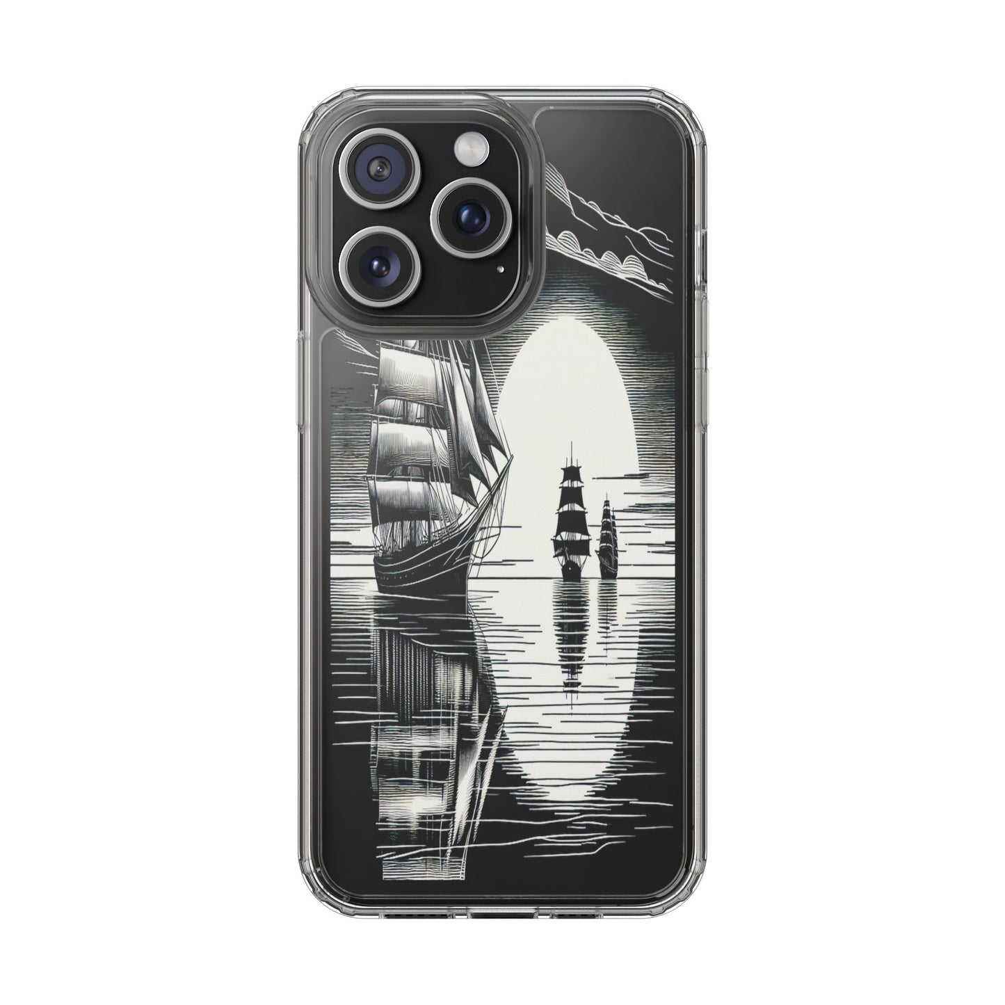 Transparent Sailboats on the Horizon Iphone Case Compatible With Iphone 16 15 14 - Clear Phone Cover