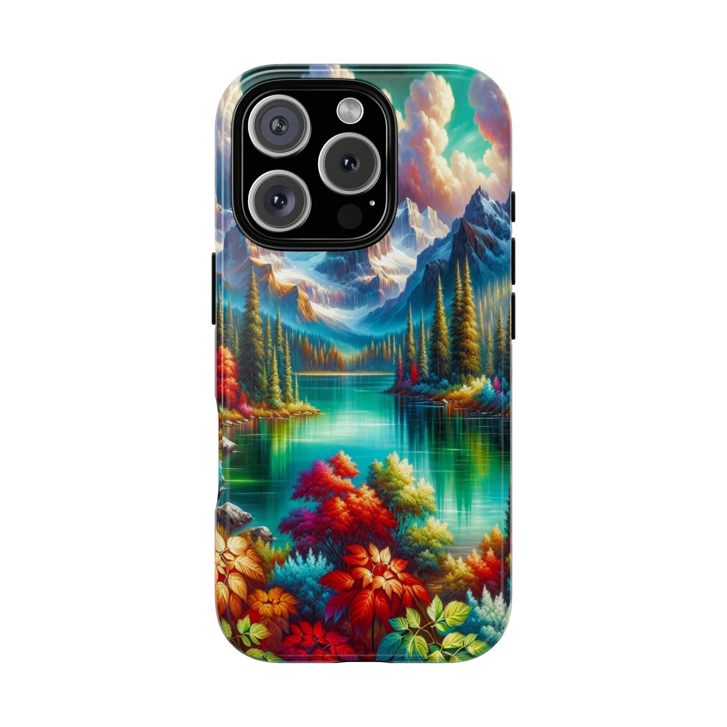 Colorful Mountain Lake Scene - Phone Case