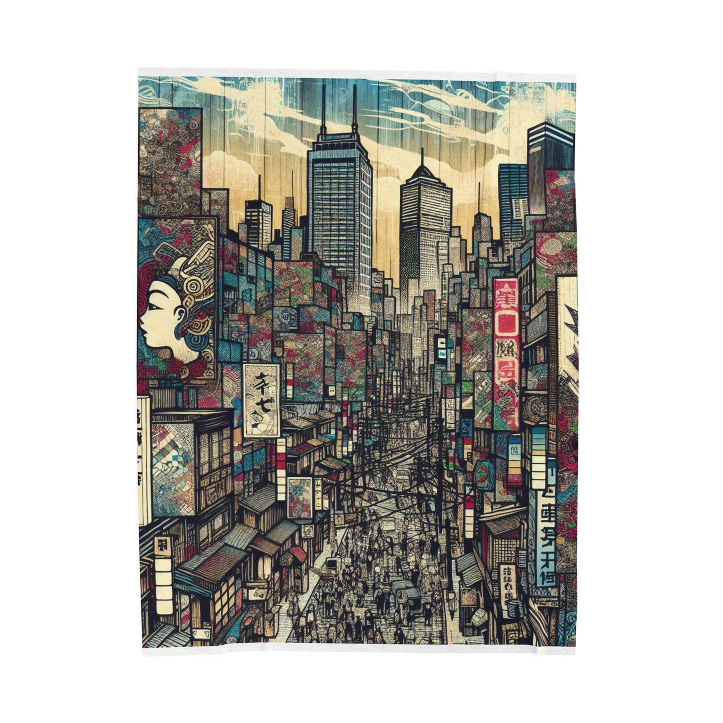 Bustling Streets of Imagination - Plush Blanket