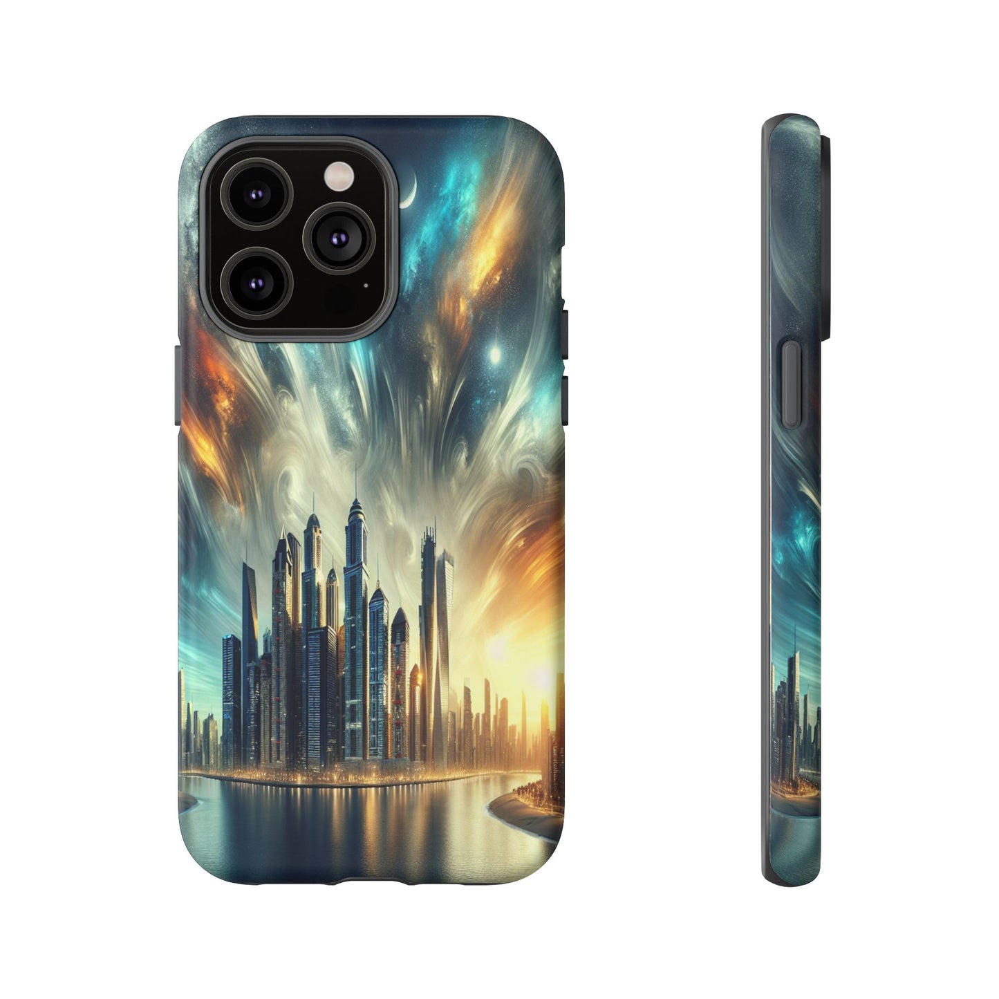 Cityscape under Celestial Tapestry - Phone Case
