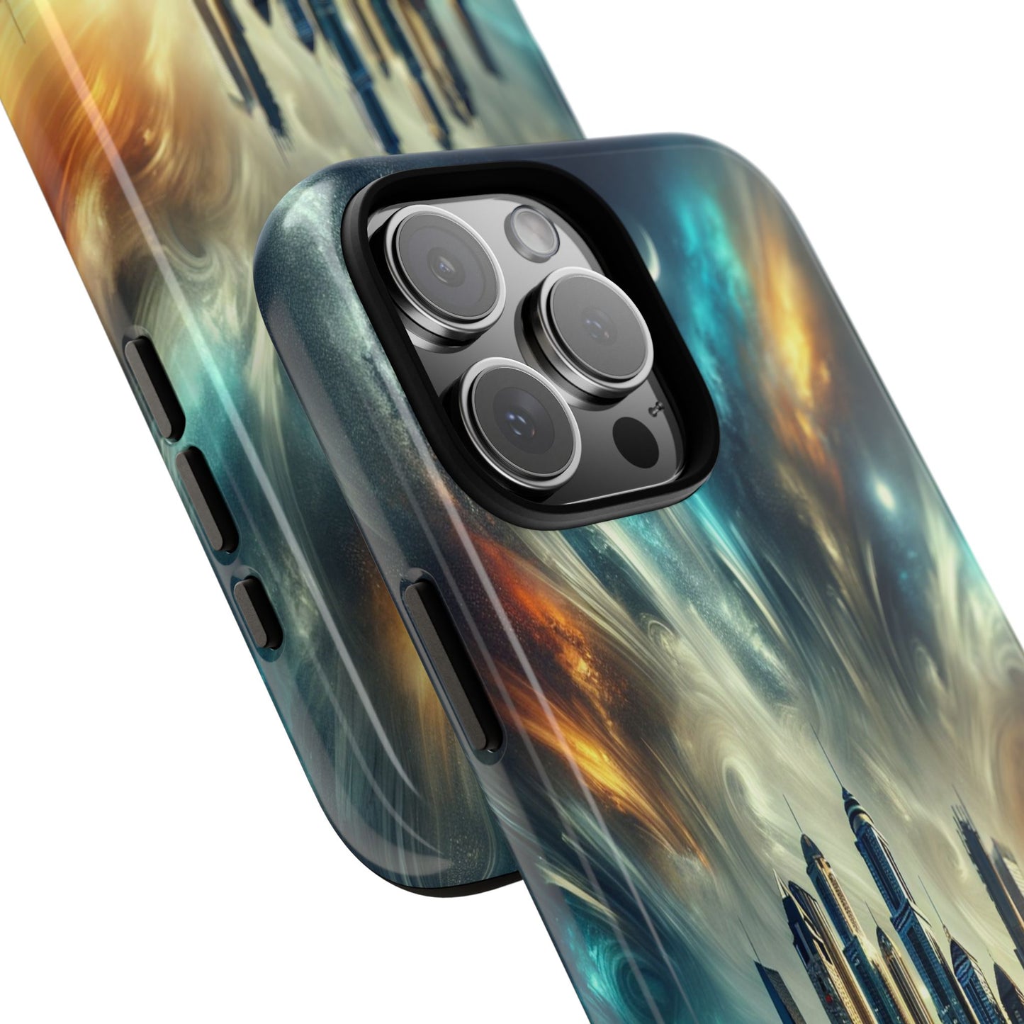 Cityscape under Celestial Tapestry - Phone Case