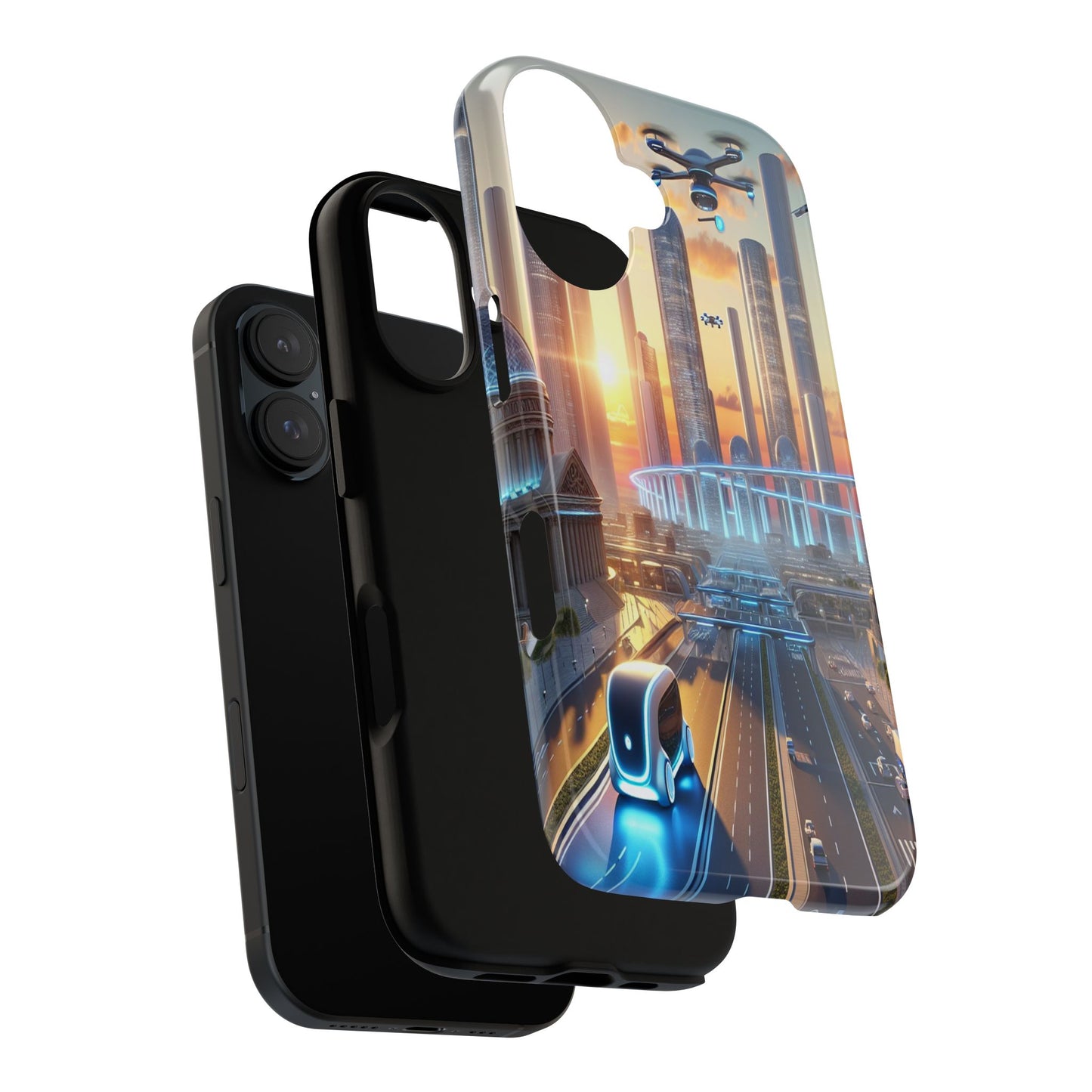 Futuristic Cityscape Unveiled - Phone Case
