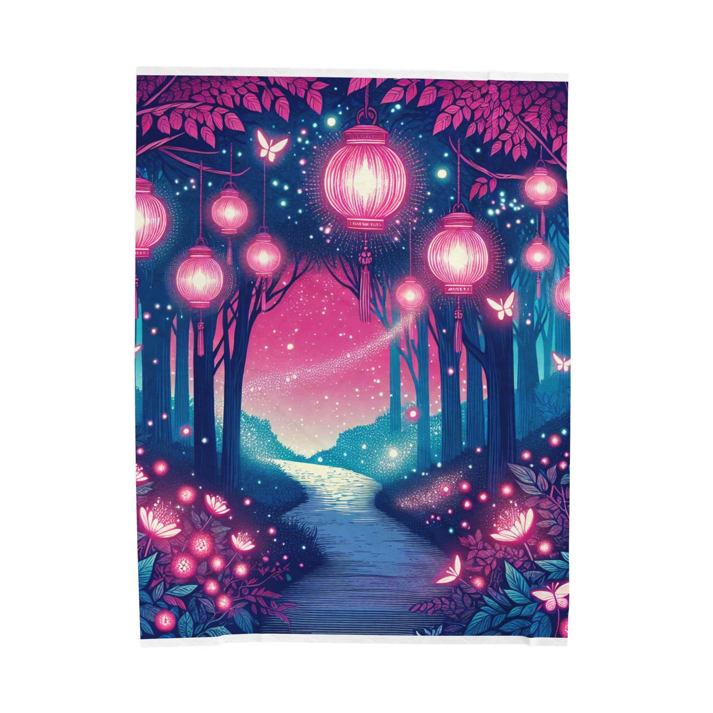 Lanterns Among the Trees - Plush Blanket