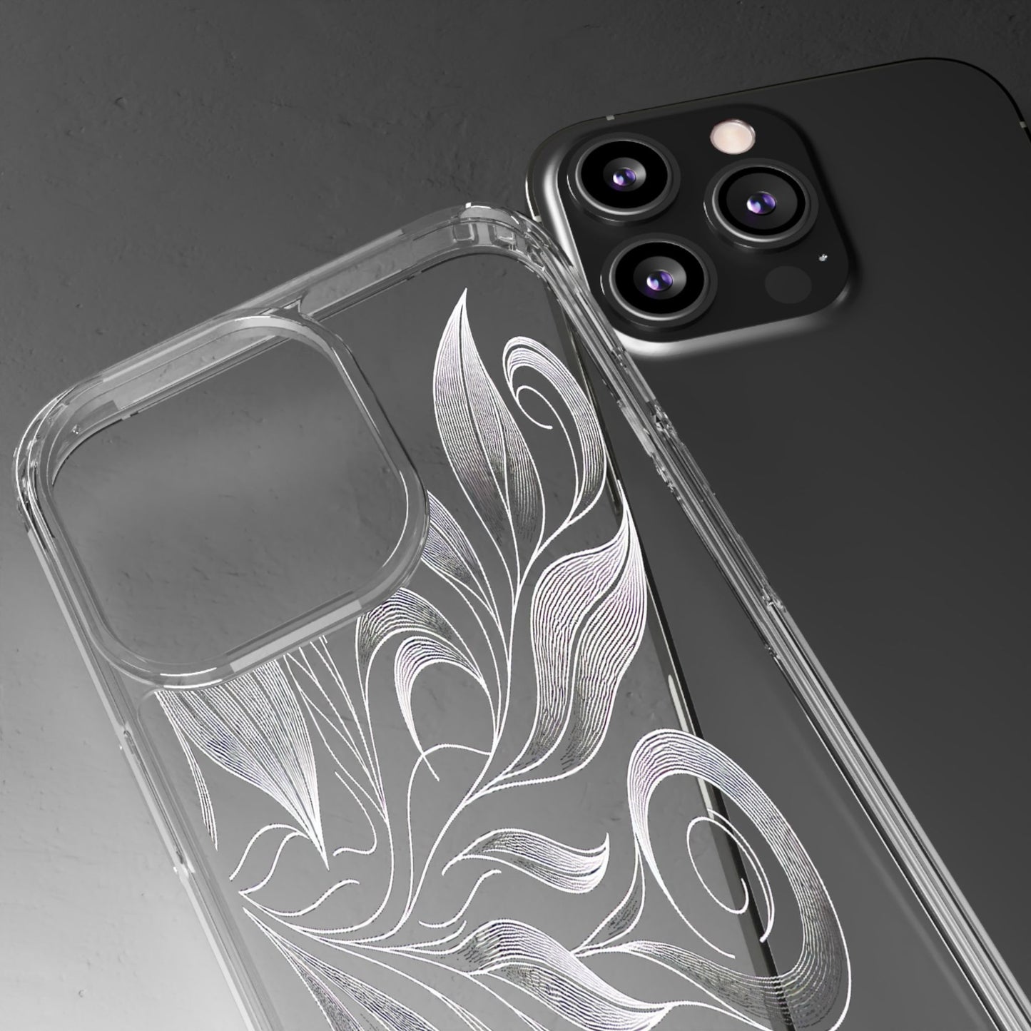 Transparent Nature's Embrace in Linework Iphone Case Compatible With Iphone 16 15 14 - Clear Phone Cover