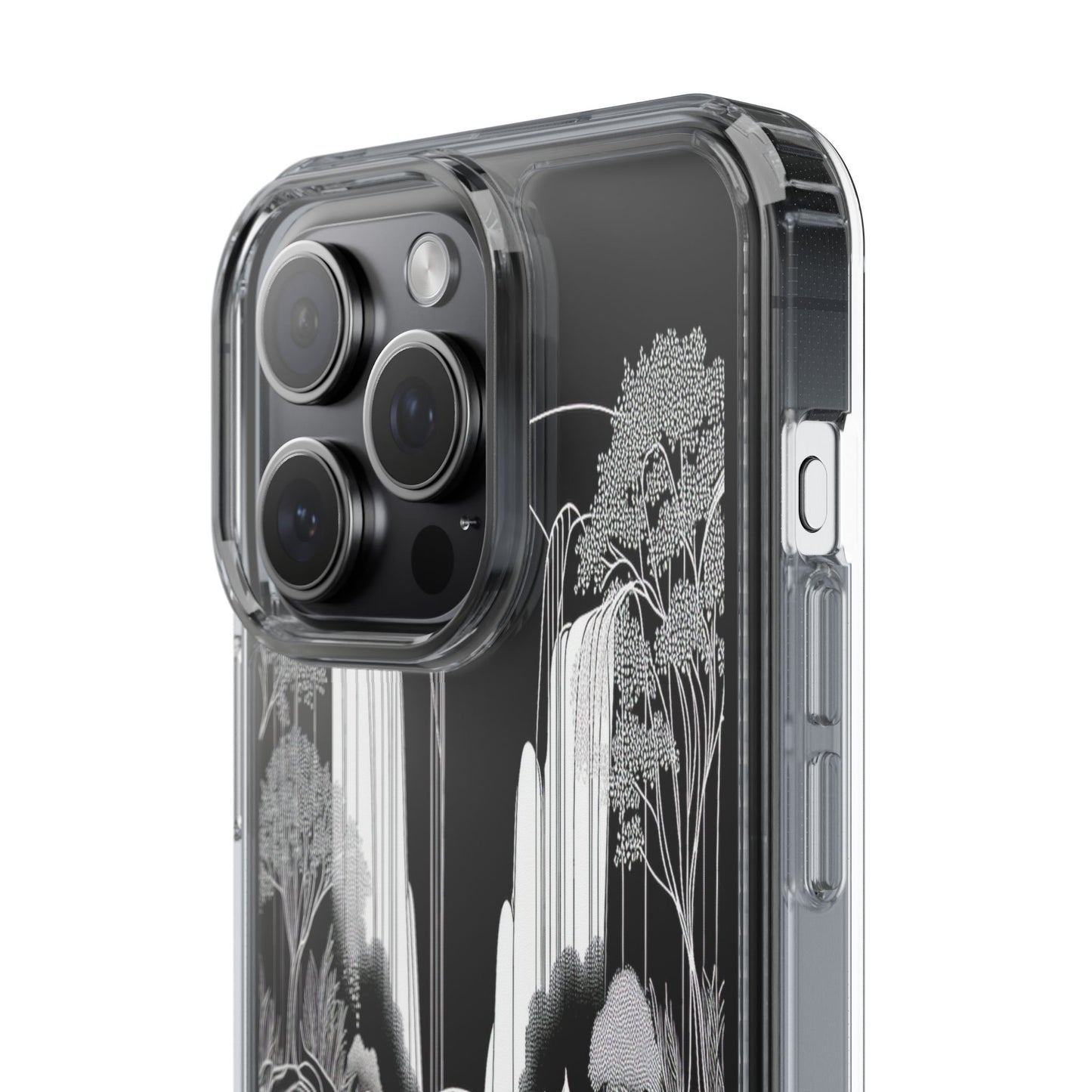 Transparent Waterfall Bridge Scene Iphone Case Compatible With Iphone 16 15 14 - Clear Phone Cover