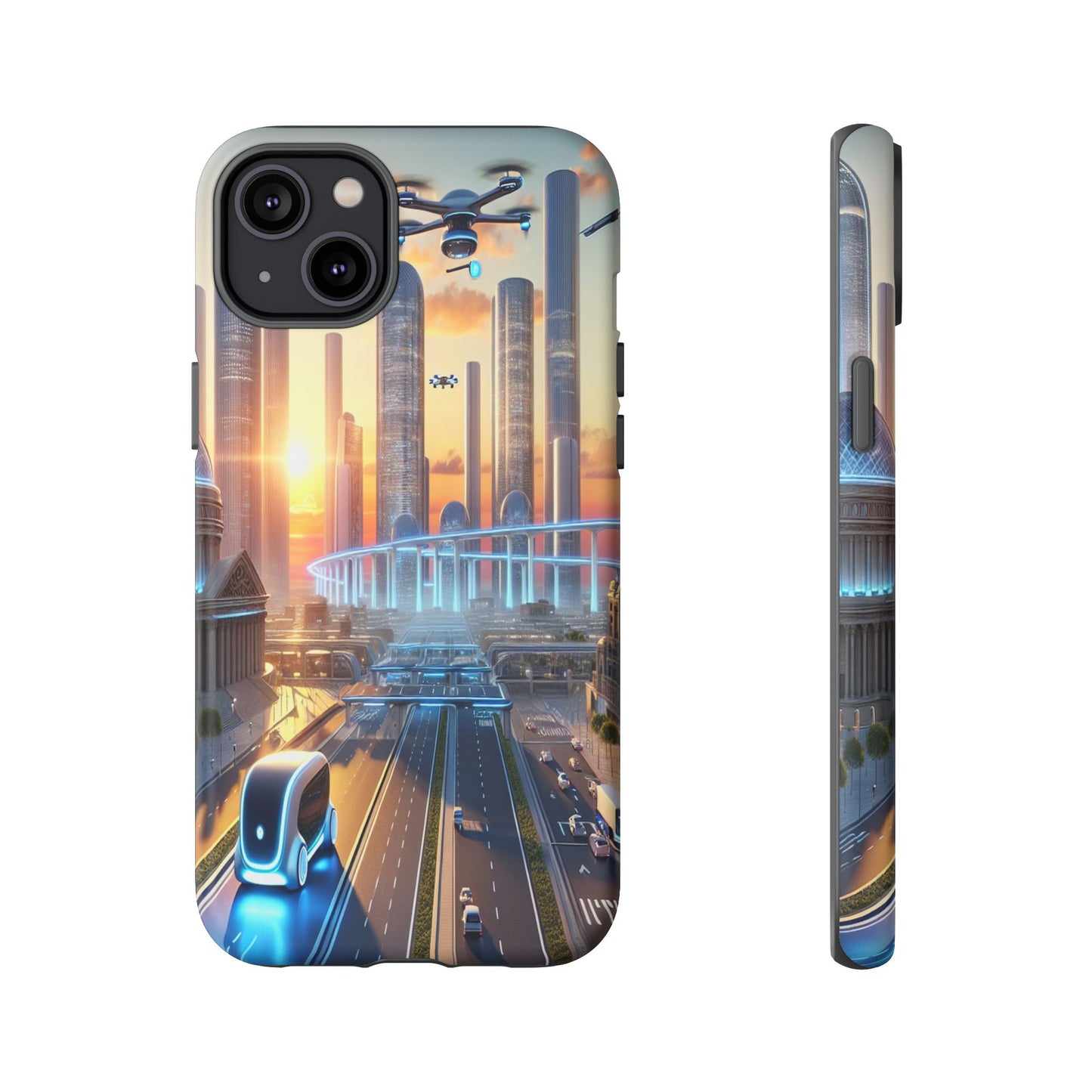 Futuristic Cityscape Unveiled - Phone Case