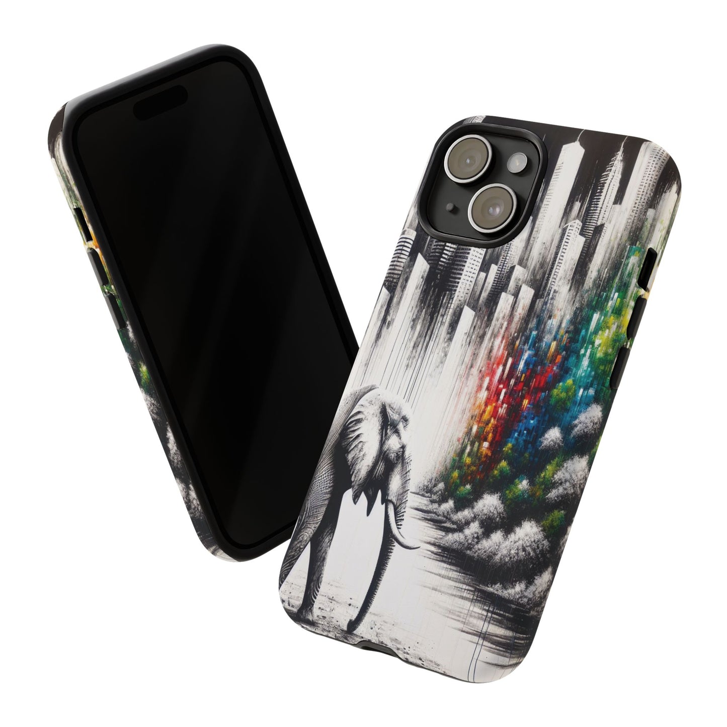 Protective Elephant's Journey Through the Cityscape Iphone Case Compatible With Iphone 16 15 14 - Phone Cover