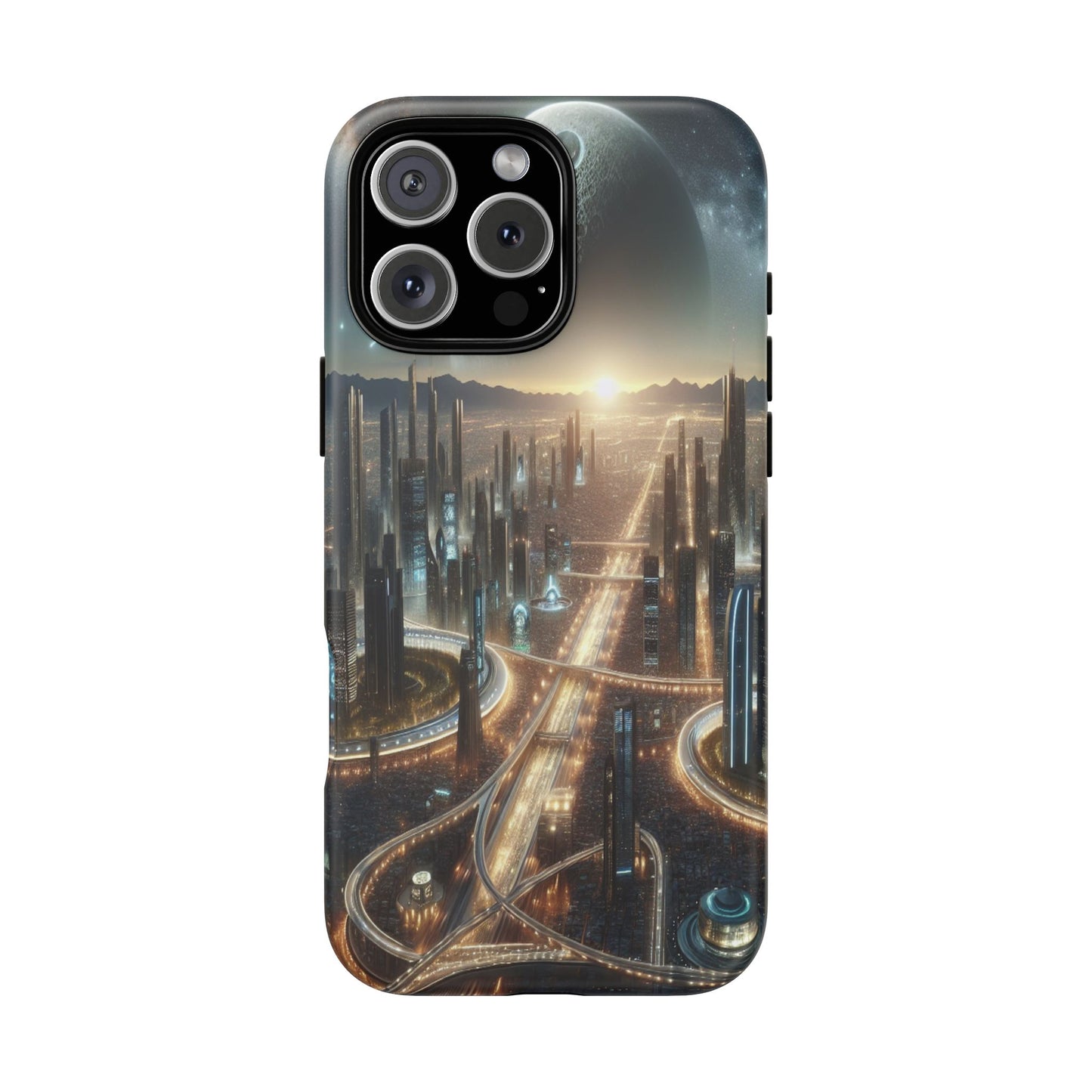 Protective Celestial Cityscape Iphone Case Compatible With Iphone 16 15 14 - Phone Cover