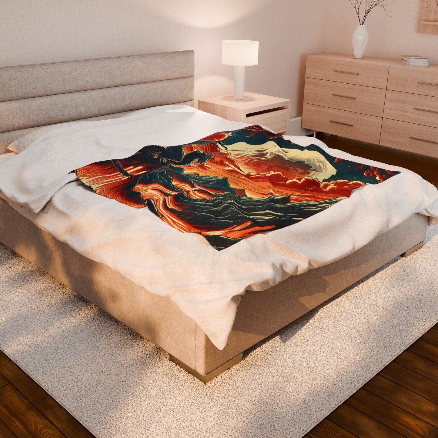 Dragon's Realm at Moonrise - Plush Blanket