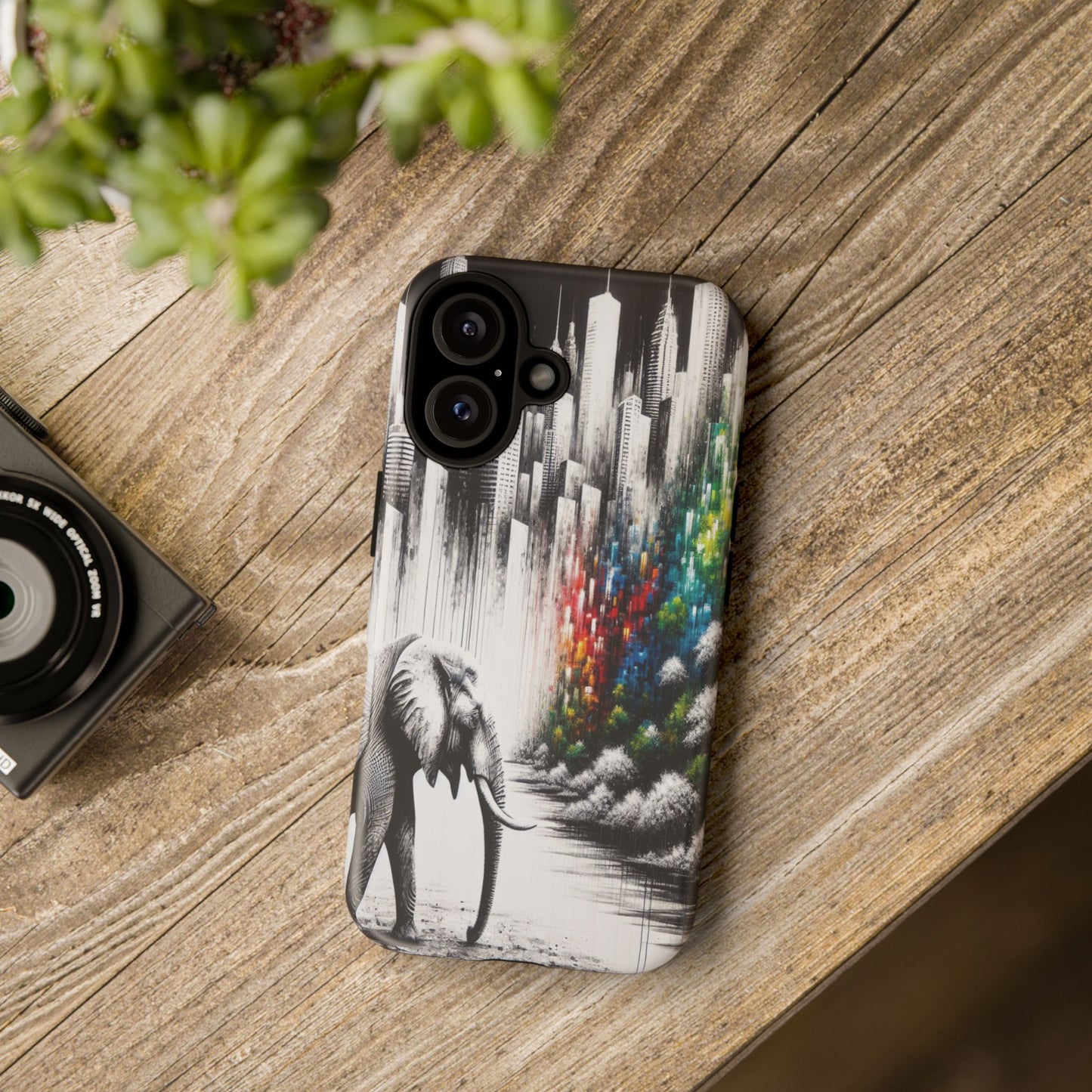 Protective Elephant's Journey Through the Cityscape Iphone Case Compatible With Iphone 16 15 14 - Phone Cover