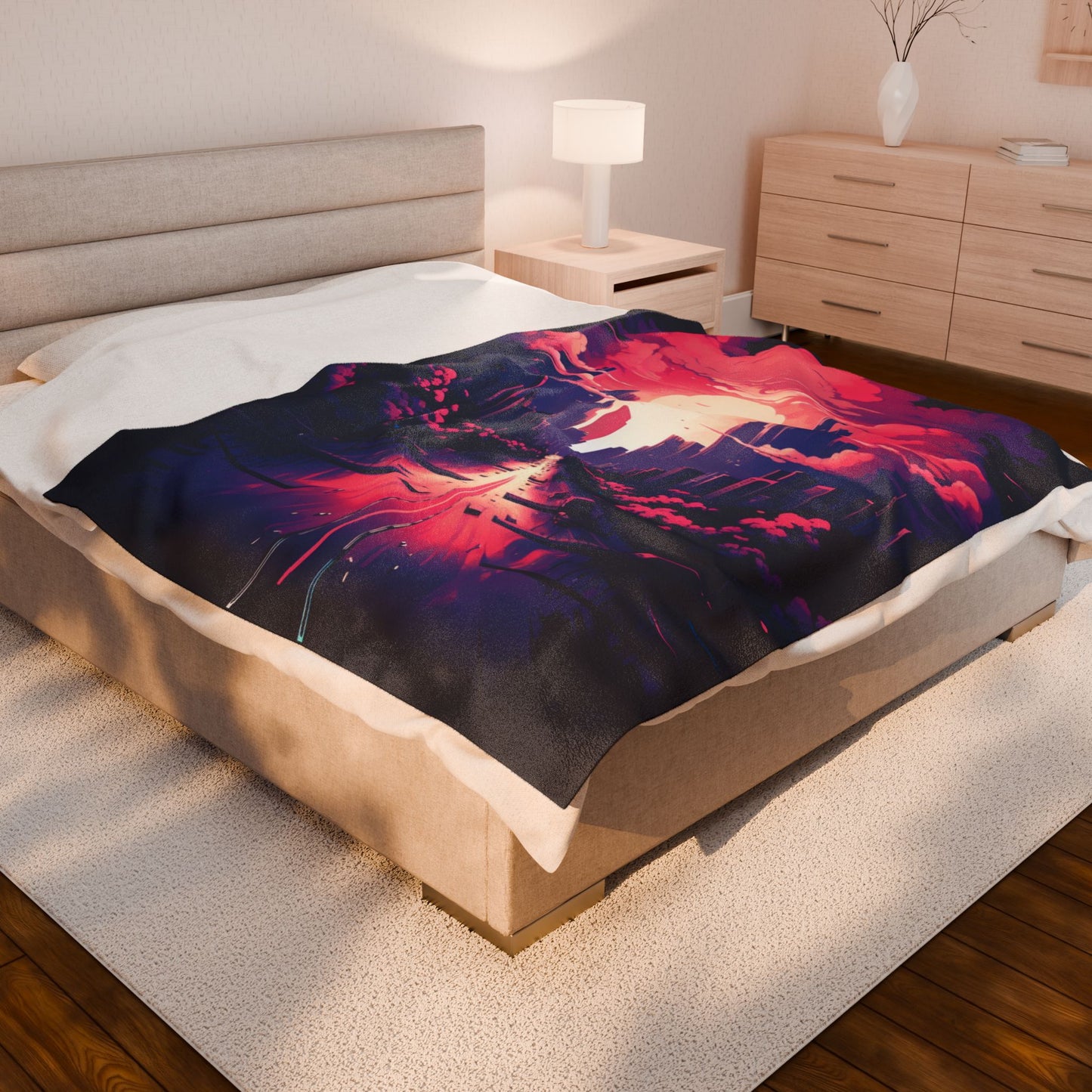 Sunset Metropolis Dreamscape- Plush Blanket