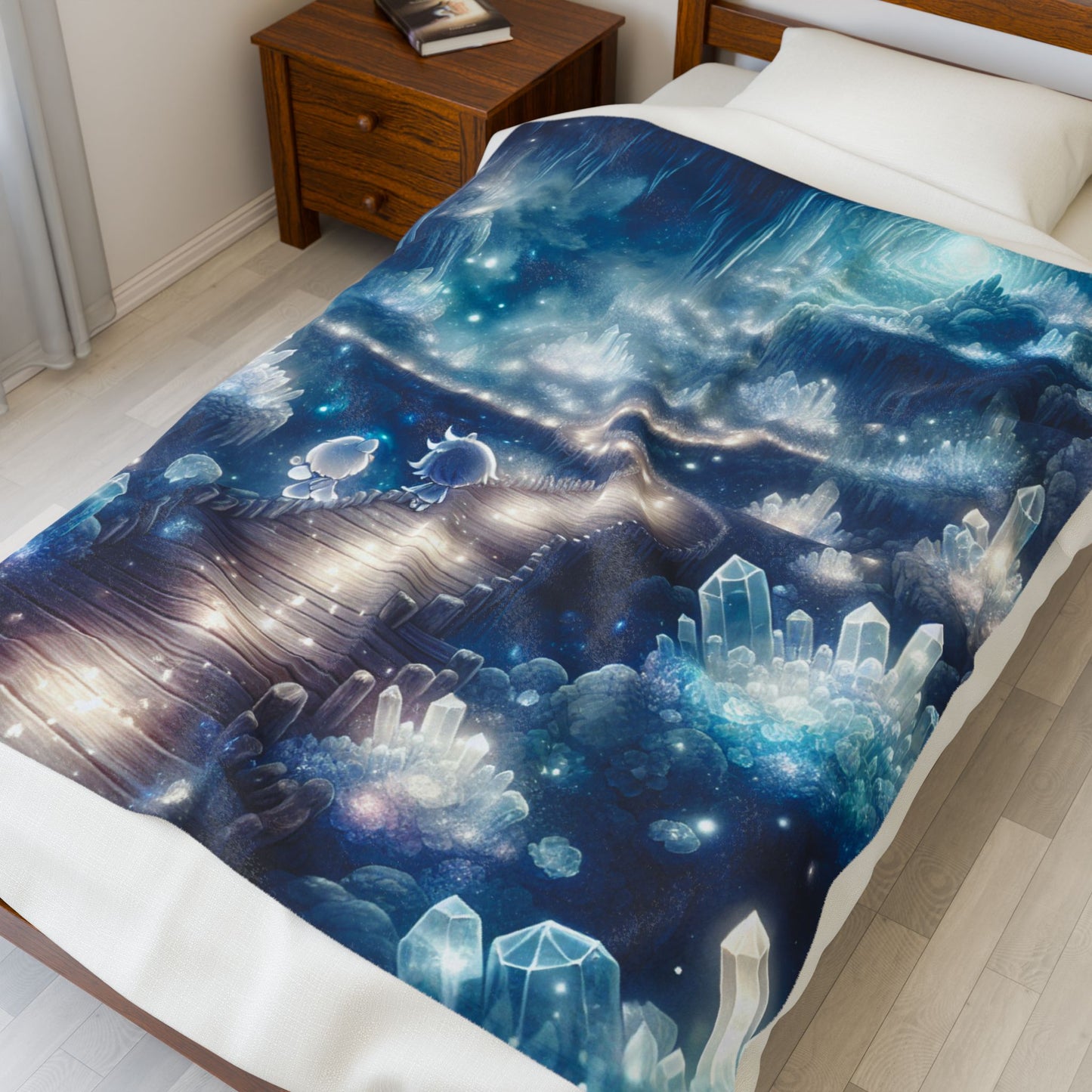 Journey through Enchanted Caverns - Plush Blanket