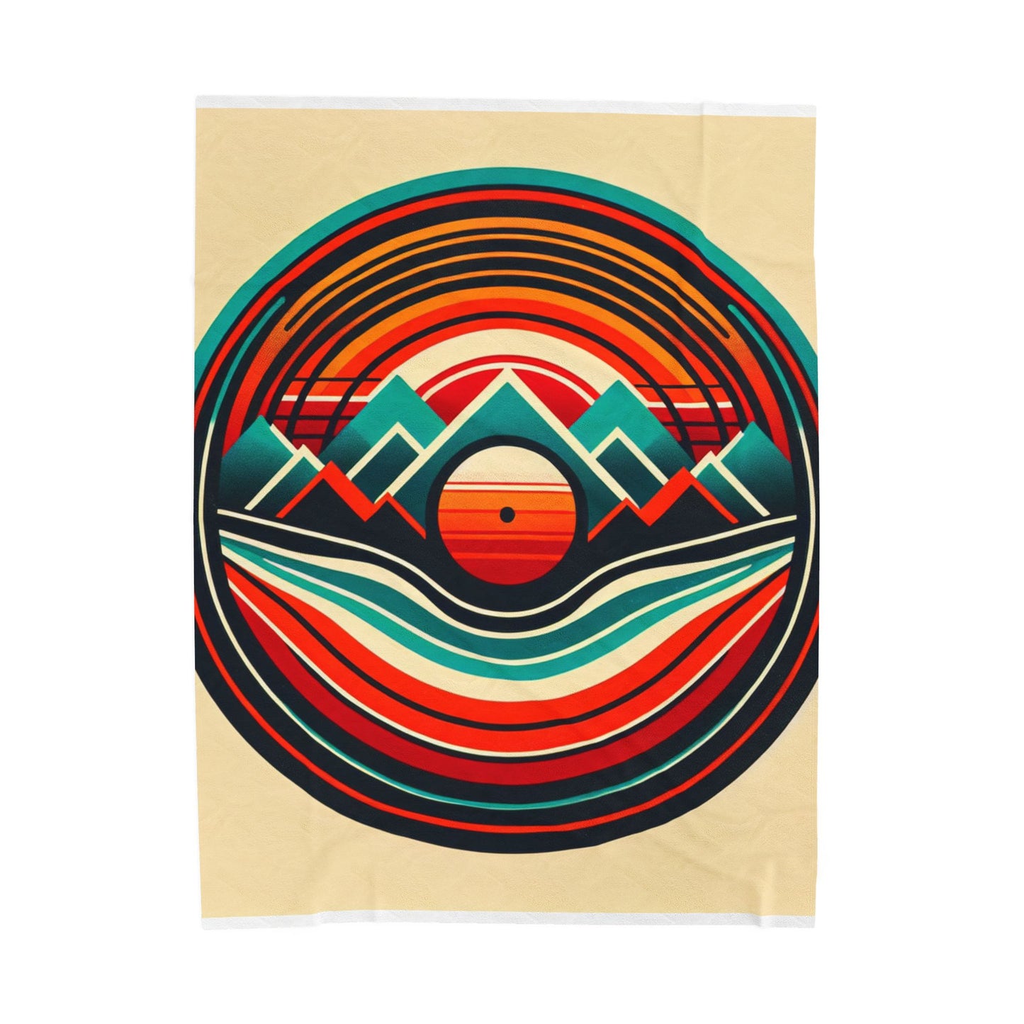 Circle of Mountains and Waves - Plush Blanket