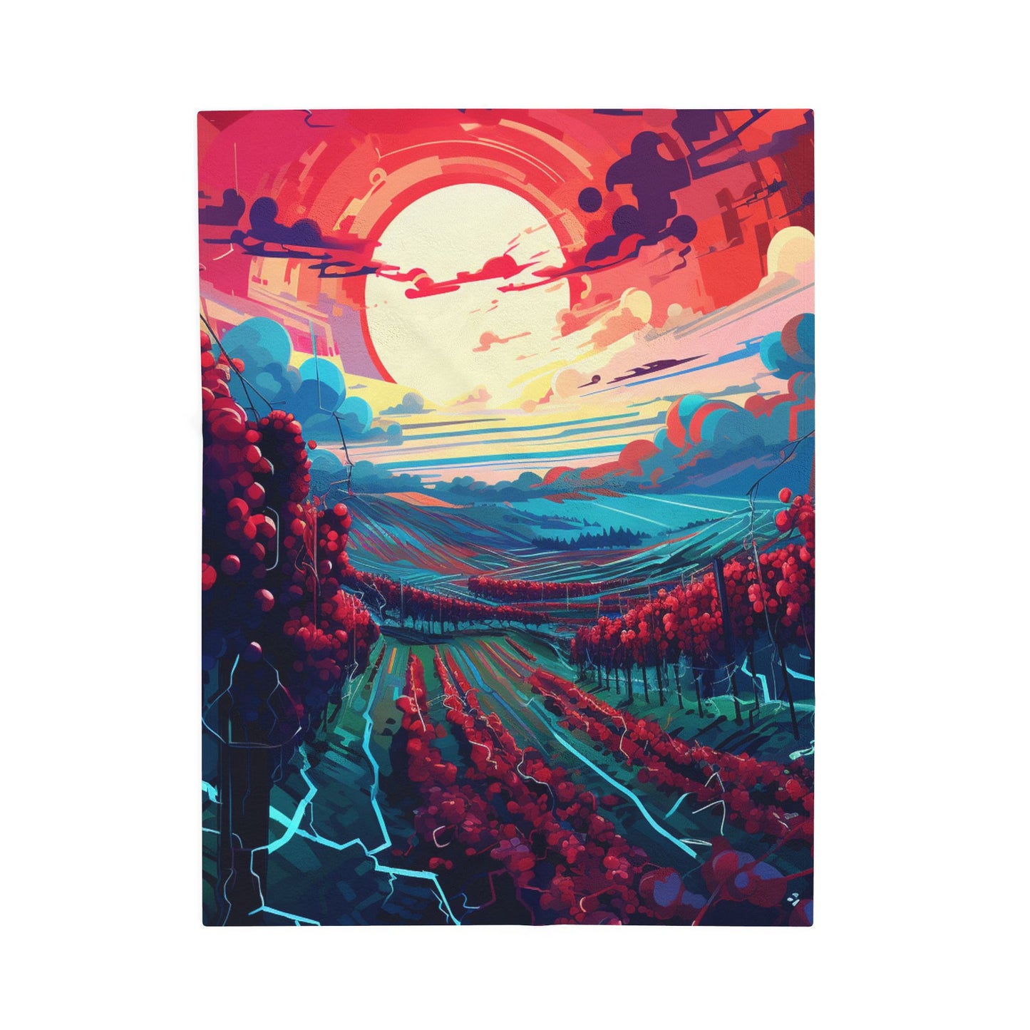 Crimson Vineyard at Sunset- Plush Blanket