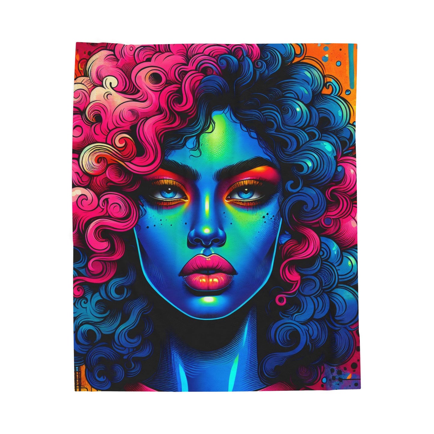 Neon Portraiture Fusion- Plush Blanket