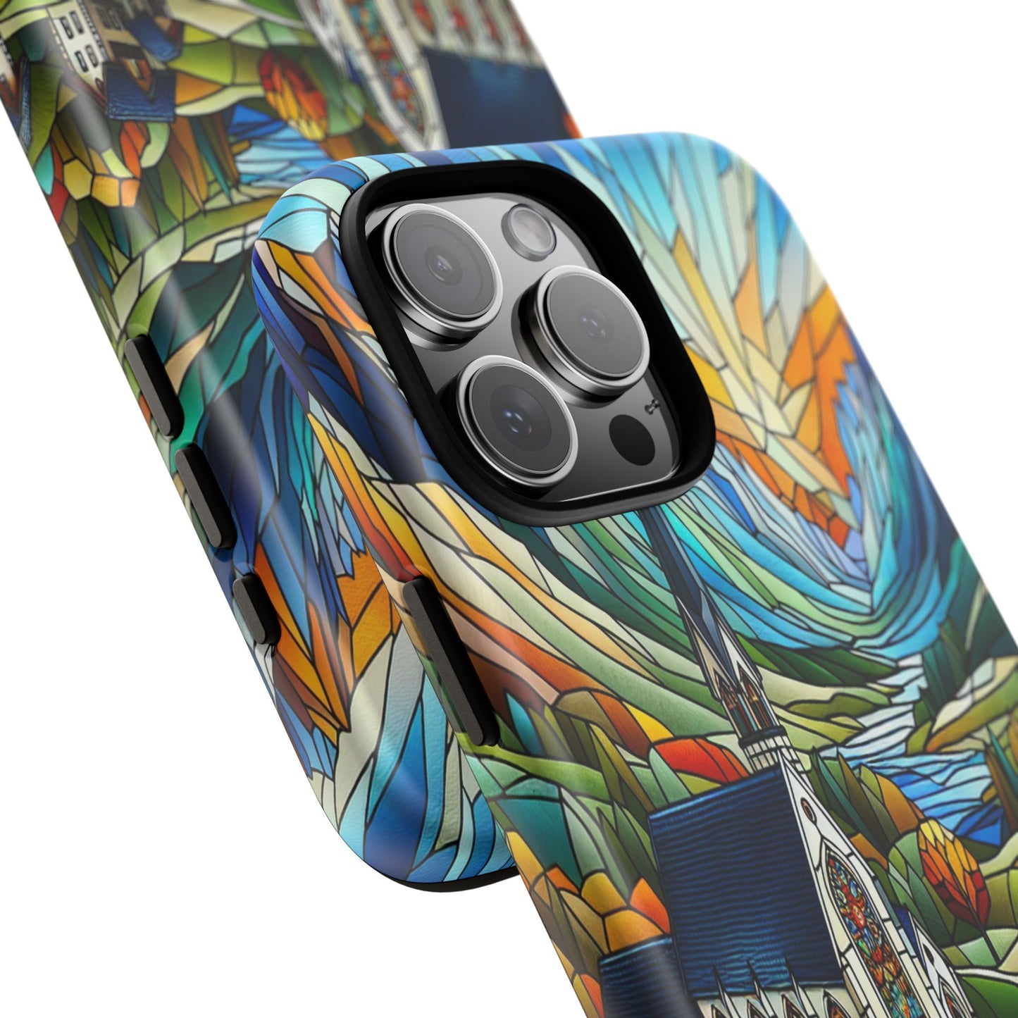 Stained Glass Countryside Scene - Phone Case